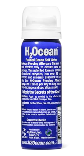 H2Ocean Piercing Aftercare Spray and Keloid Bump Removal– Sea Salt Spray for Body and Facial Piercings – Ear, Nose, Navel, Oral & Body Piercing Cleaner, Aftercare Solution for New Piercings– 4oz