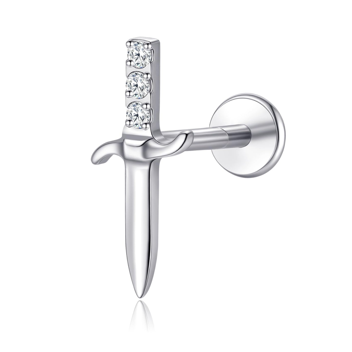 limerencia Hypoallergenic Titanium ASTM F136-18G 6mm 8mm 10mm Flat Back Internal Thread Stud Earring Piercing Jewelry for Tragus Helix Conch Cartilage Nose Lip(1pc)