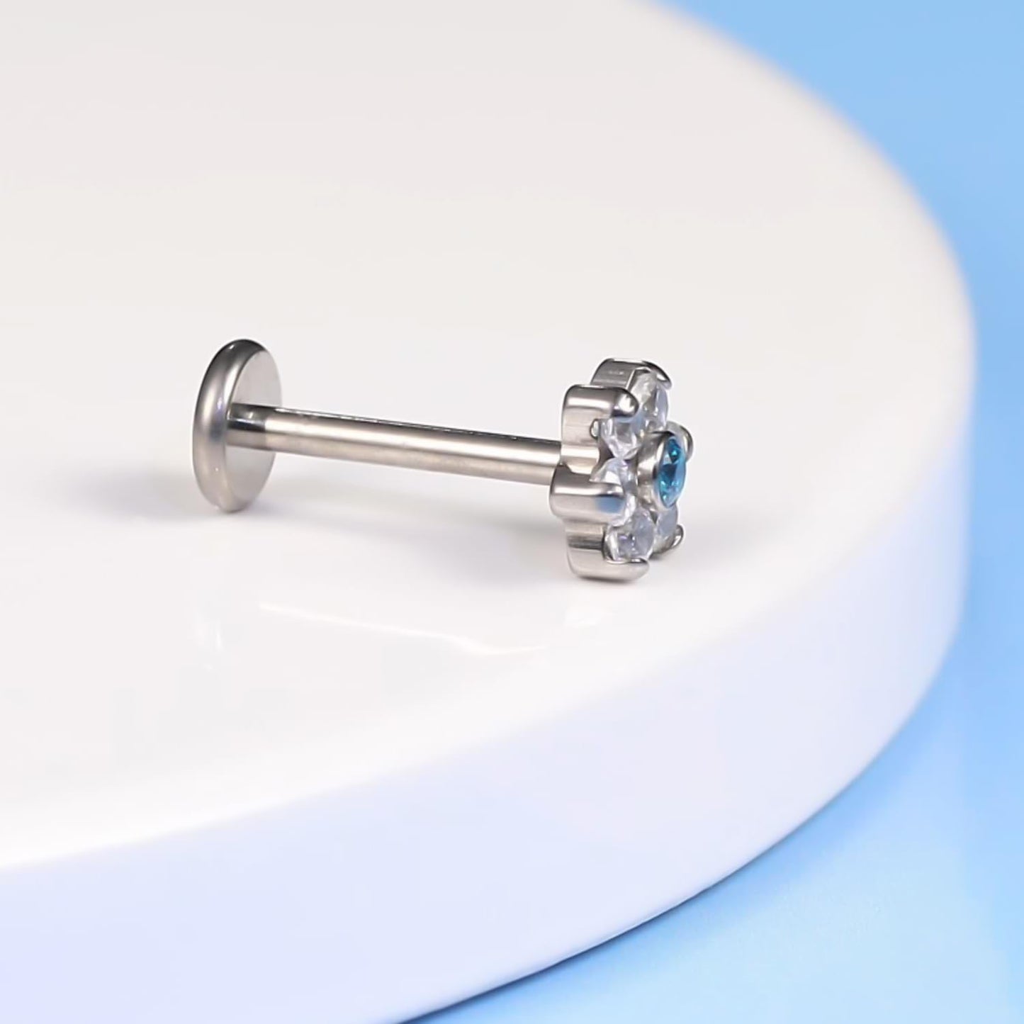 limerencia Hypoallergenic Titanium ASTM F136-18G 6mm 8mm 10mm Flat Back Internal Thread Stud Earring Piercing Jewelry for Tragus Helix Conch Cartilage Nose Lip(1pc)