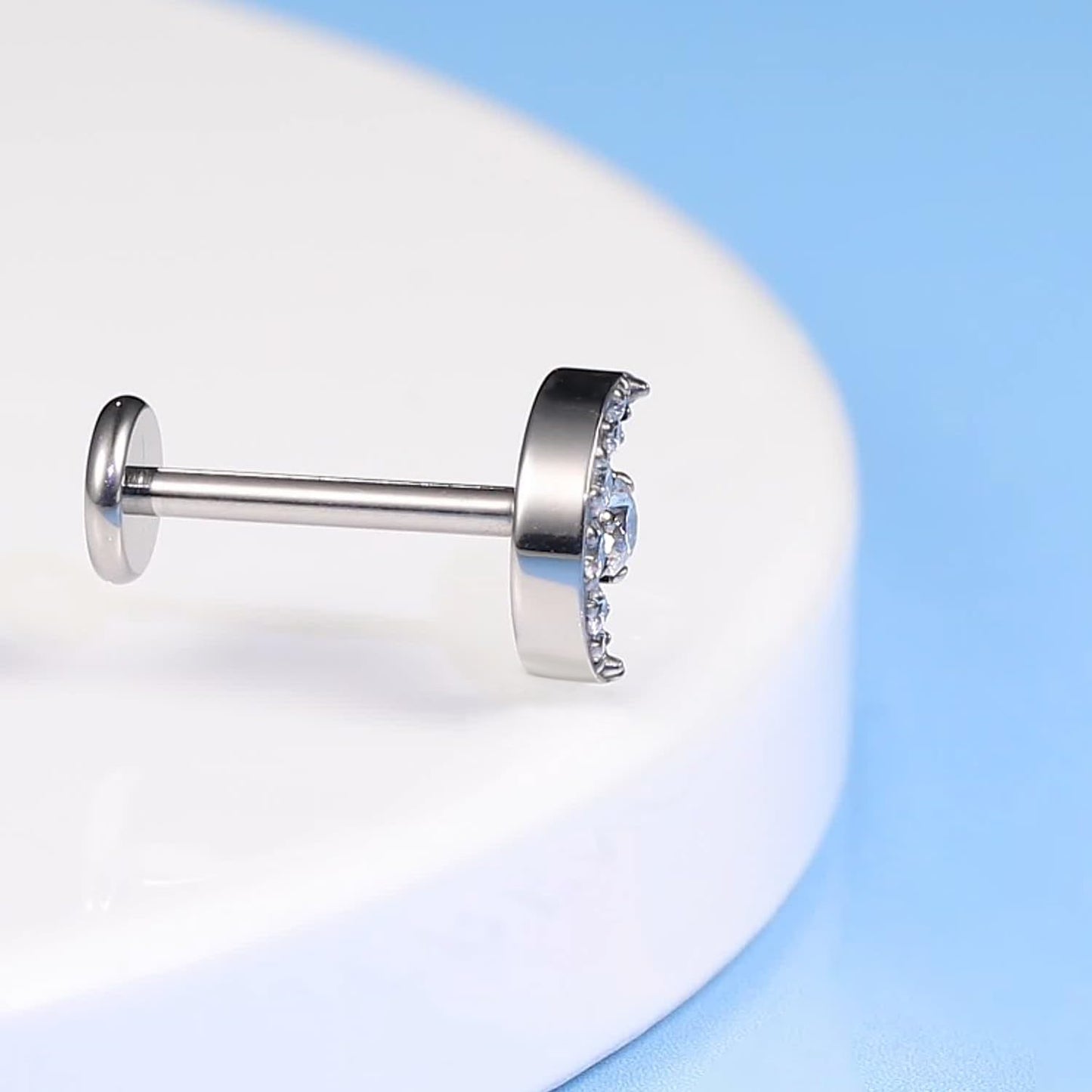 limerencia Hypoallergenic Titanium ASTM F136-18G 6mm 8mm 10mm Flat Back Internal Thread Stud Earring Piercing Jewelry for Tragus Helix Conch Cartilage Nose Lip(1pc)