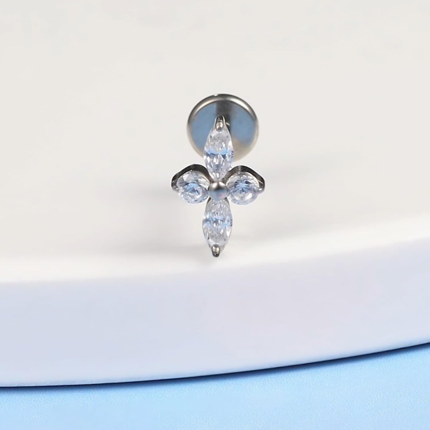 limerencia Hypoallergenic Titanium ASTM F136-18G 6mm 8mm 10mm Flat Back Internal Thread Stud Earring Piercing Jewelry for Tragus Helix Conch Cartilage Nose Lip(1pc)