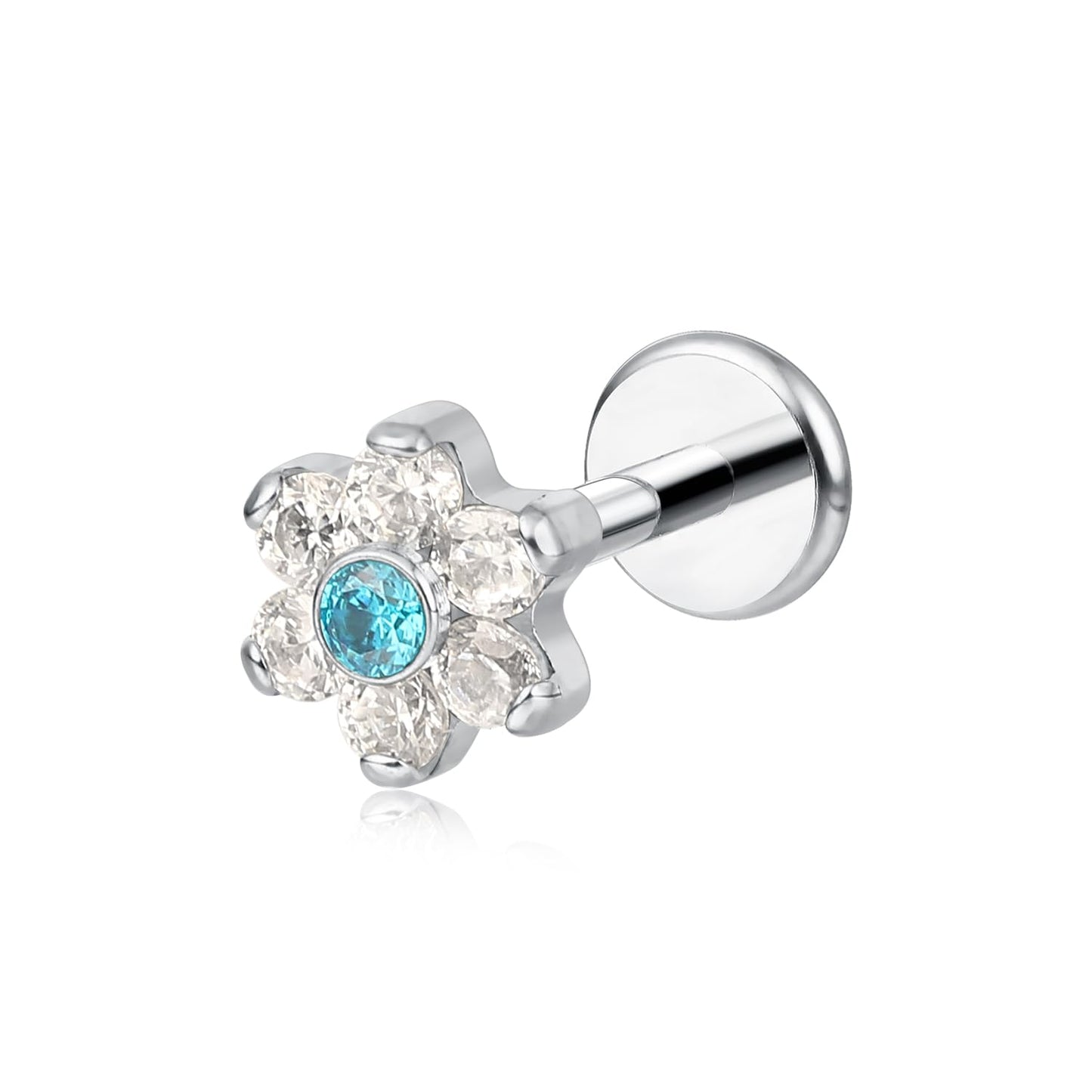 limerencia Hypoallergenic Titanium ASTM F136-18G 6mm 8mm 10mm Flat Back Internal Thread Stud Earring Piercing Jewelry for Tragus Helix Conch Cartilage Nose Lip(1pc)