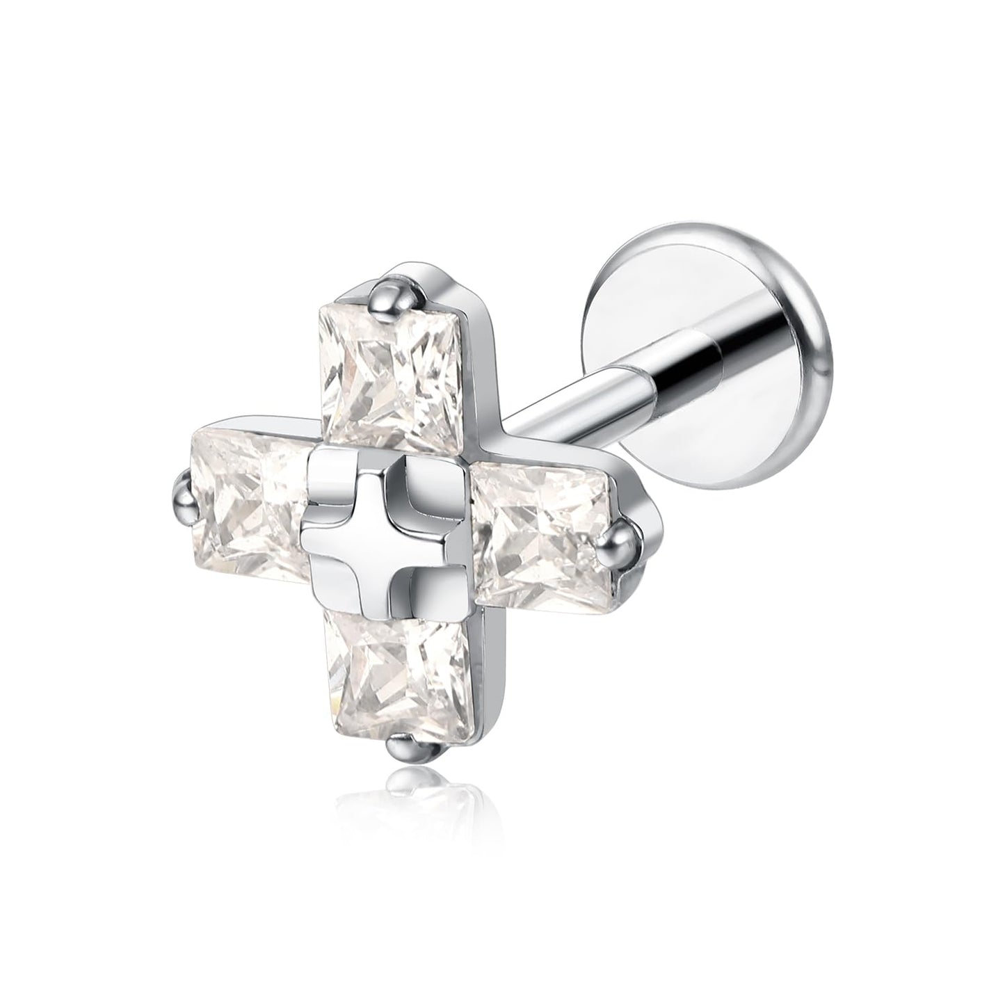 limerencia Hypoallergenic Titanium ASTM F136-18G 6mm 8mm 10mm Flat Back Internal Thread Stud Earring Piercing Jewelry for Tragus Helix Conch Cartilage Nose Lip(1pc)