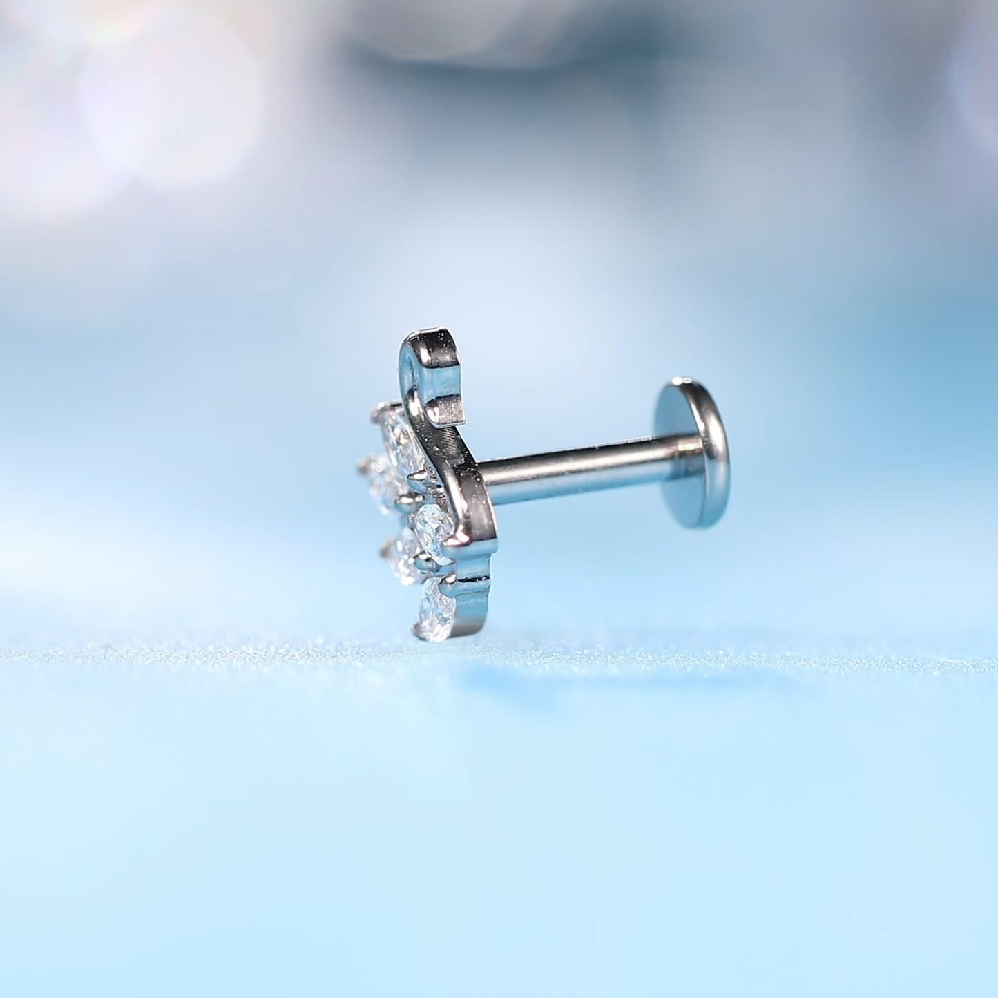 limerencia Hypoallergenic Titanium ASTM F136-18G 6mm 8mm 10mm Flat Back Internal Thread Stud Earring Piercing Jewelry for Tragus Helix Conch Cartilage Nose Lip(1pc)