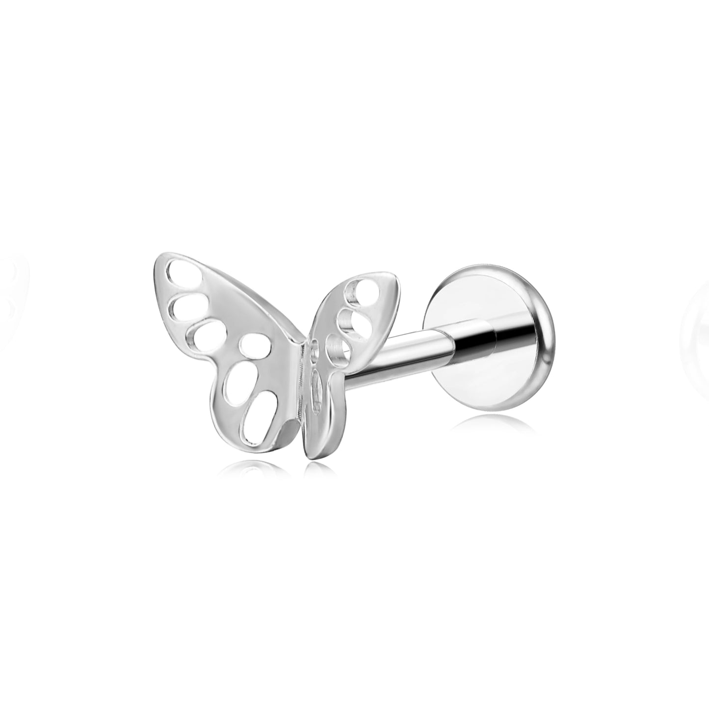 limerencia Hypoallergenic Titanium ASTM F136-18G 6mm 8mm 10mm Flat Back Internal Thread Stud Earring Piercing Jewelry for Tragus Helix Conch Cartilage Nose Lip(1pc)