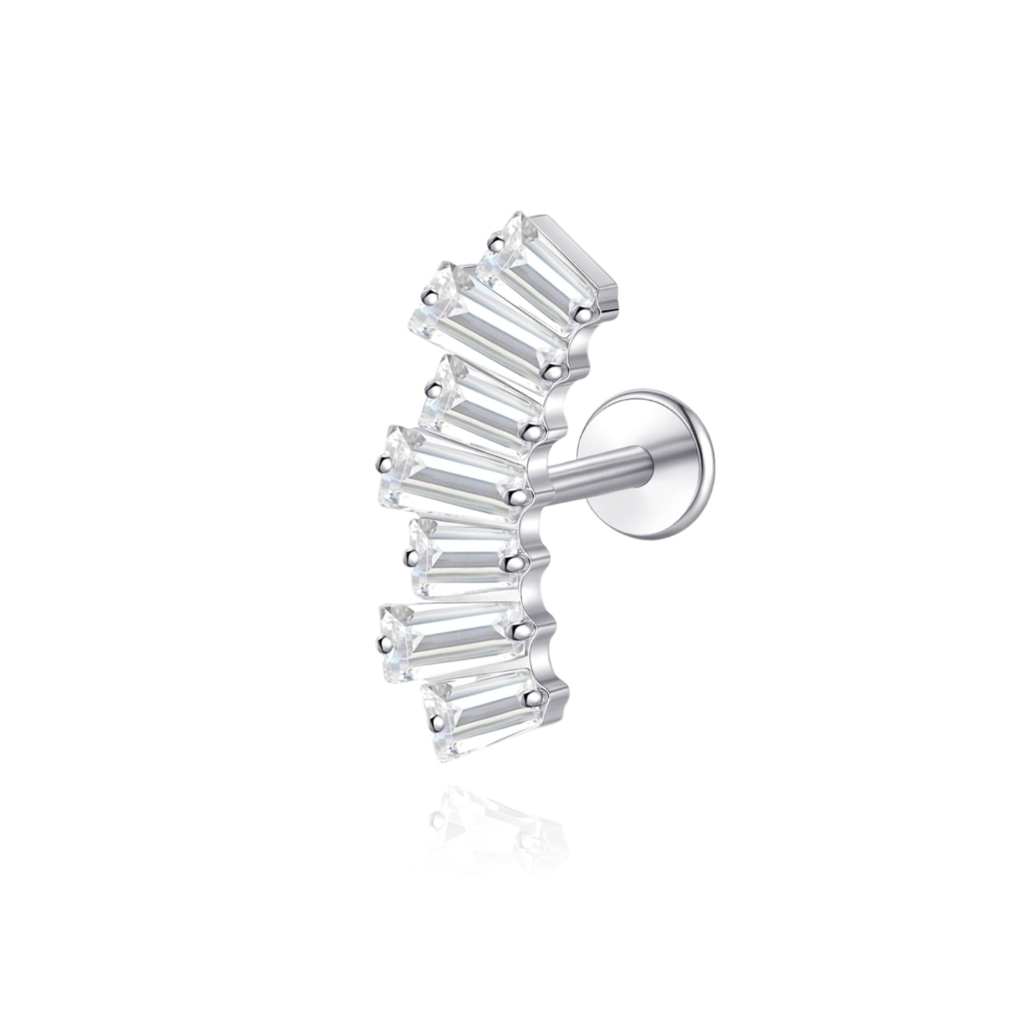 limerencia F136 Titanium Hypoallergenic Piercing Jewelry 18G 6mm 8mm 10mm Flat Back Internally Threaded Implant Grade Climber Stud Crawler Earrings For Cartilage,Tragus,Helix,Conch,Nose,Lip(1pc)