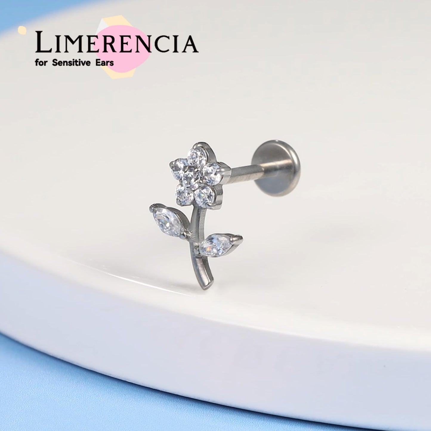 limerencia F136 Titanium Hypoallergenic Piercing Jewelry 18G 6mm 8mm 10mm Flat Back Internally Threaded Implant Grade Climber Stud Crawler Earrings For Cartilage,Tragus,Helix,Conch,Nose,Lip(1pc)