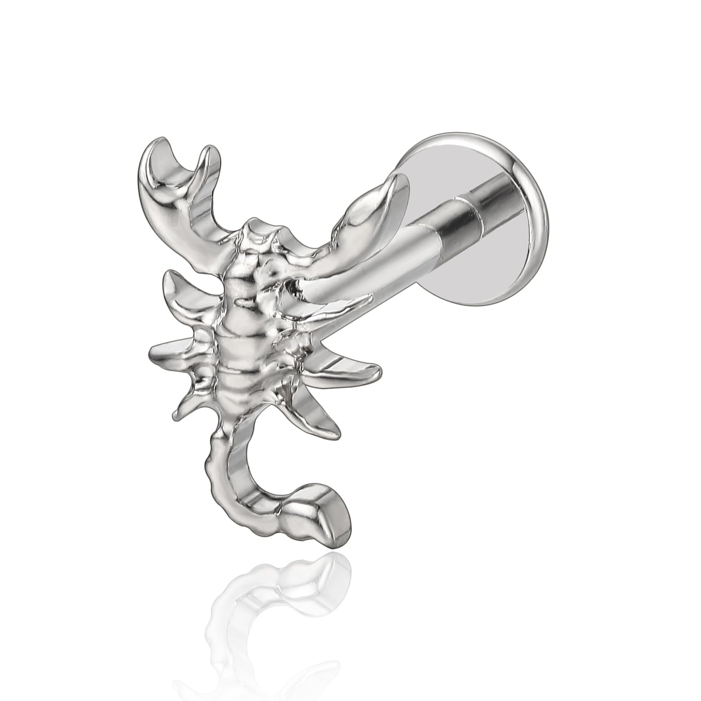 limerencia F136 Titanium Hypoallergenic Piercing Jewelry 18G 6mm 8mm 10mm Flat Back Internally Threaded Implant Grade Climber Stud Crawler Earrings For Cartilage,Tragus,Helix,Conch,Nose,Lip(1pc)