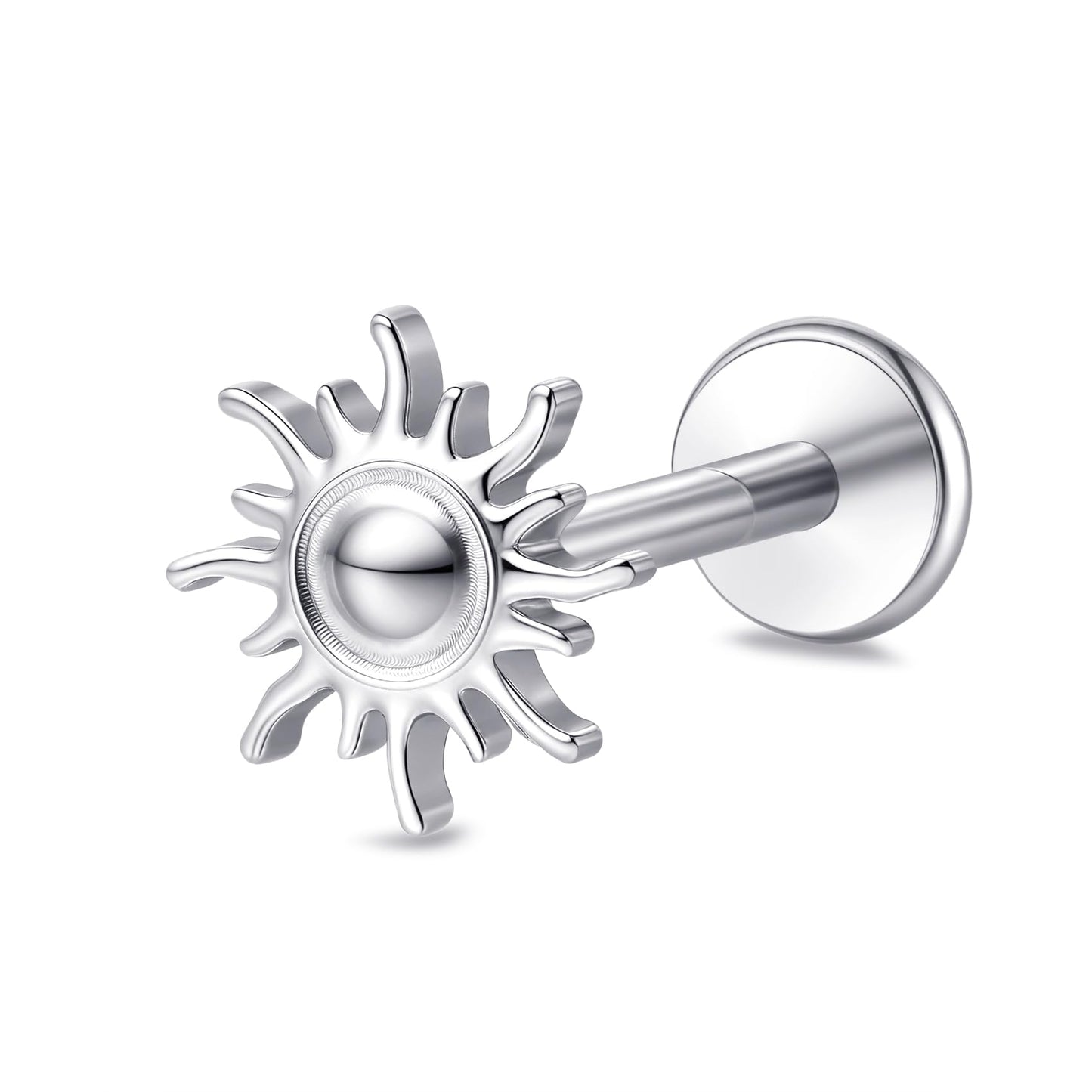 limerencia Hypoallergenic Titanium ASTM F136-18G 6mm 8mm 10mm Flat Back Internal Thread Stud Earring Piercing Jewelry for Tragus Helix Conch Cartilage Nose Lip(1pc)