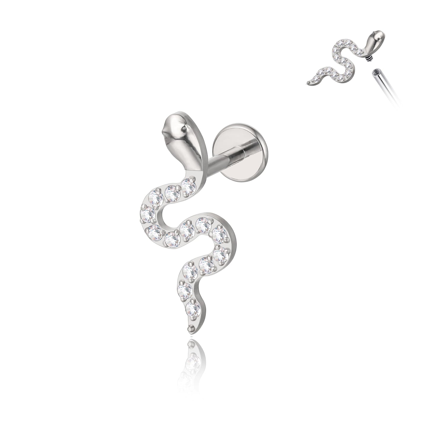limerencia Hypoallergenic Titanium ASTM F136-18G 6mm 8mm 10mm Flat Back Internal Thread Stud Earring Piercing Jewelry for Tragus Helix Conch Cartilage Nose Lip(1pc)