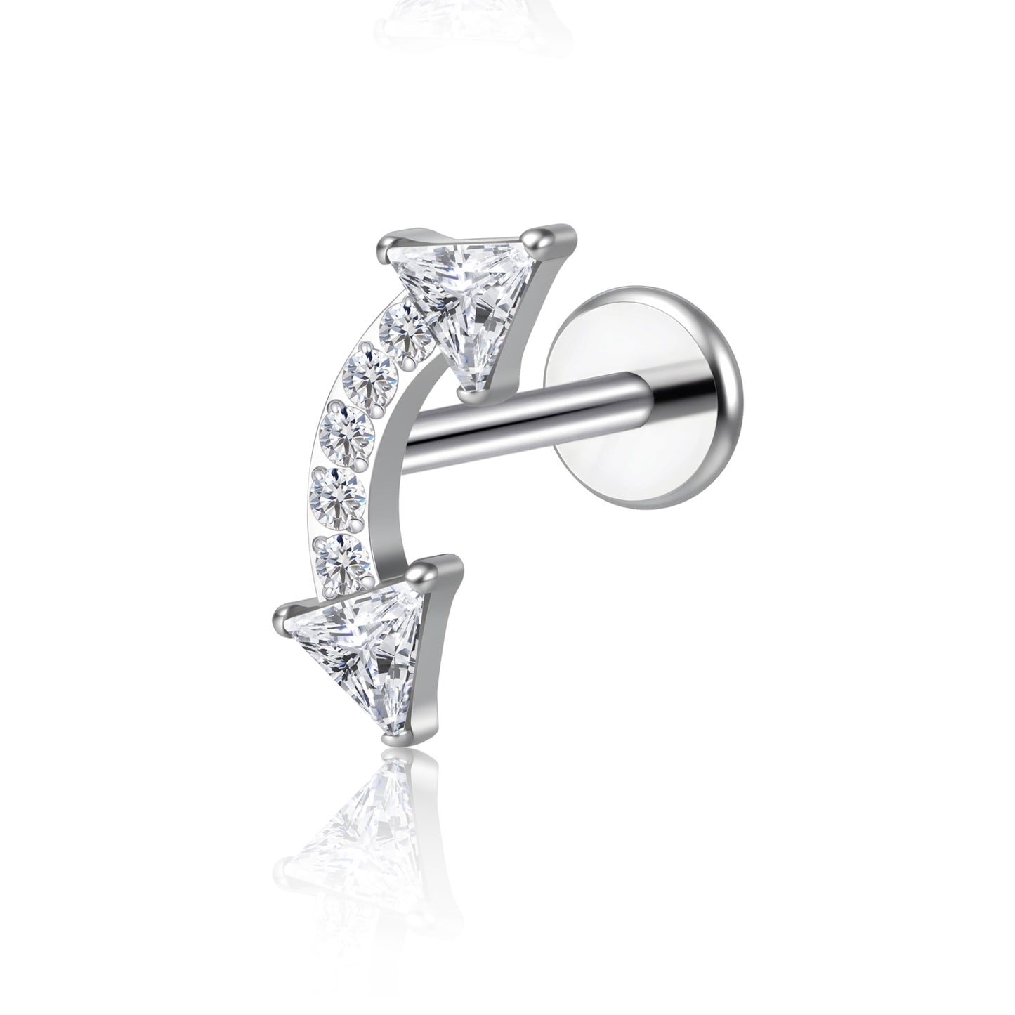 limerencia F136 Titanium Hypoallergenic Piercing Jewelry 18G 6mm 8mm 10mm Flat Back Internally Threaded Implant Grade Climber Stud Crawler Earrings For Cartilage,Tragus,Helix,Conch,Nose,Lip(1pc)
