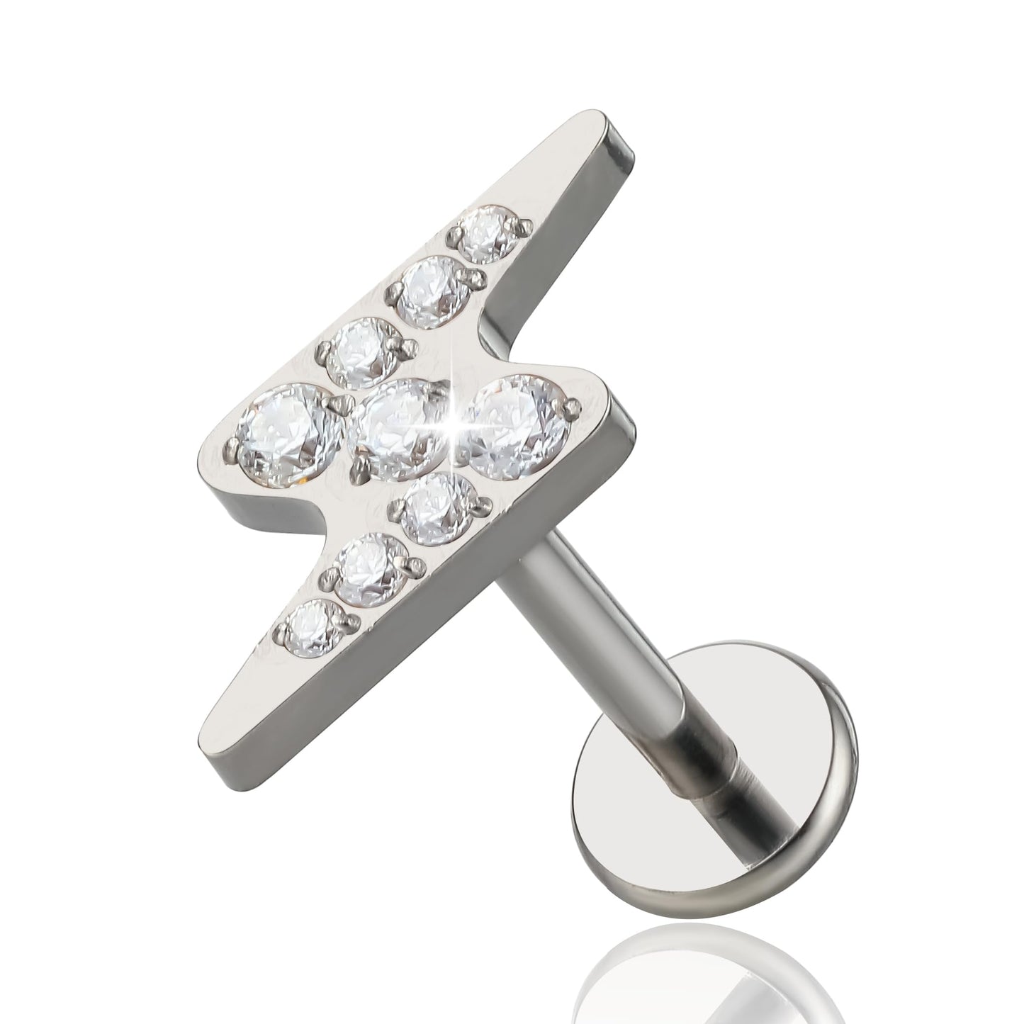 limerencia F136 Titanium Hypoallergenic Piercing Jewelry 18G 6mm 8mm 10mm Flat Back Internally Threaded Implant Grade Climber Stud Crawler Earrings For Cartilage,Tragus,Helix,Conch,Nose,Lip(1pc)