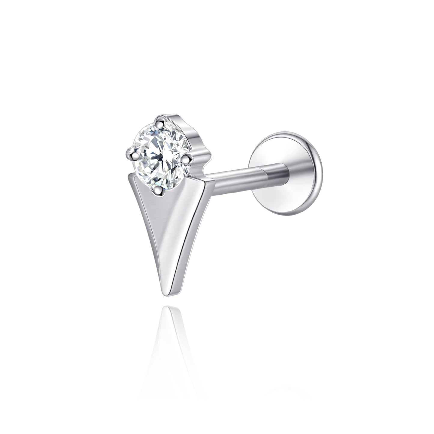 limerencia F136 Titanium Hypoallergenic Piercing Jewelry 18G 6mm 8mm 10mm Flat Back Internally Threaded Implant Grade Climber Stud Crawler Earrings For Cartilage,Tragus,Helix,Conch,Nose,Lip(1pc)
