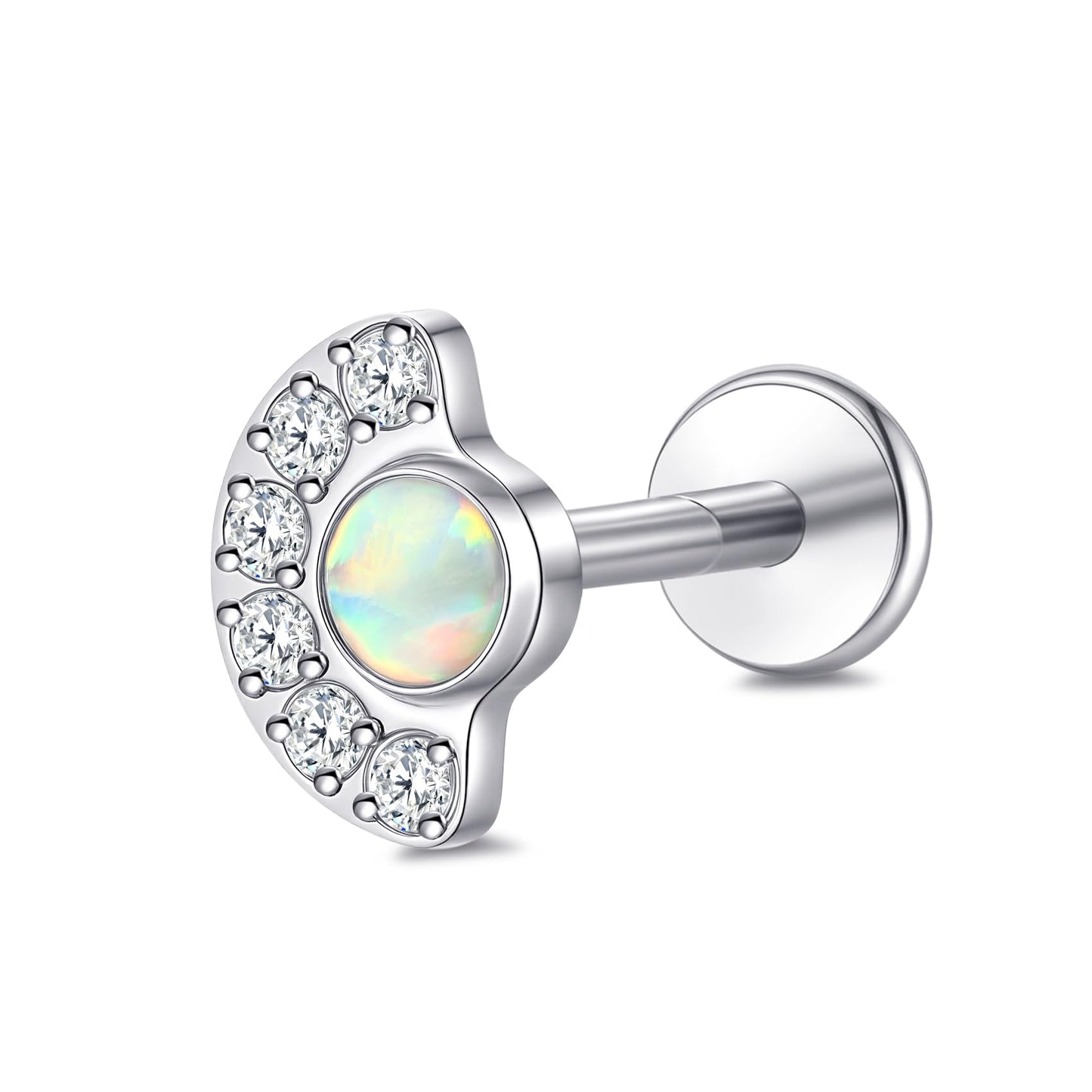limerencia Hypoallergenic Titanium ASTM F136-18G 6mm 8mm 10mm Flat Back Internal Thread Stud Earring Piercing Jewelry for Tragus Helix Conch Cartilage Nose Lip(1pc)