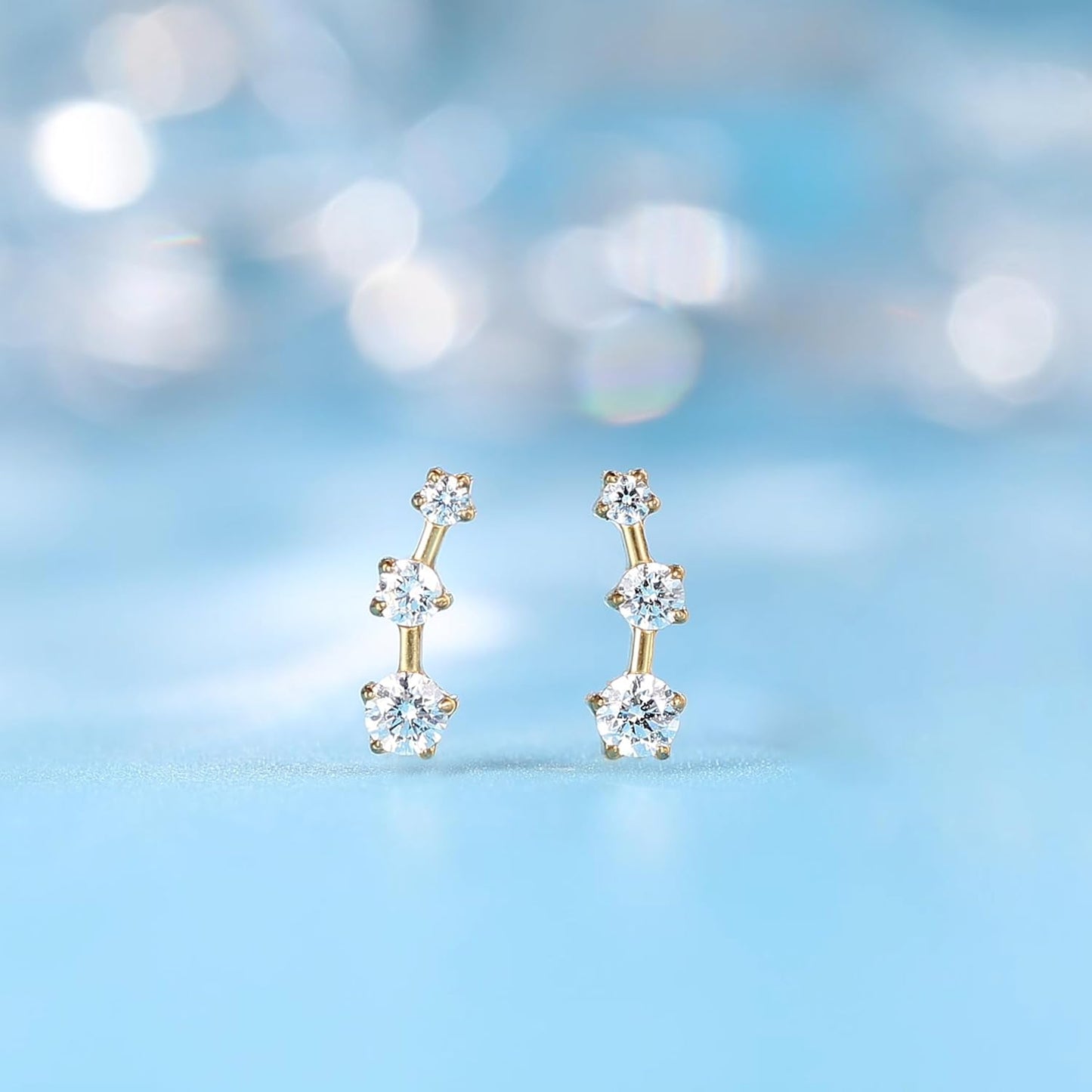 limerencia 18G Flat Back Internal Threaded Studs Climber Crawler F136 Titanium Earrings Hypoallergenic Cubic Zirconia Tragus Helix Conch Piercing Jewelry for Women (a pair)
