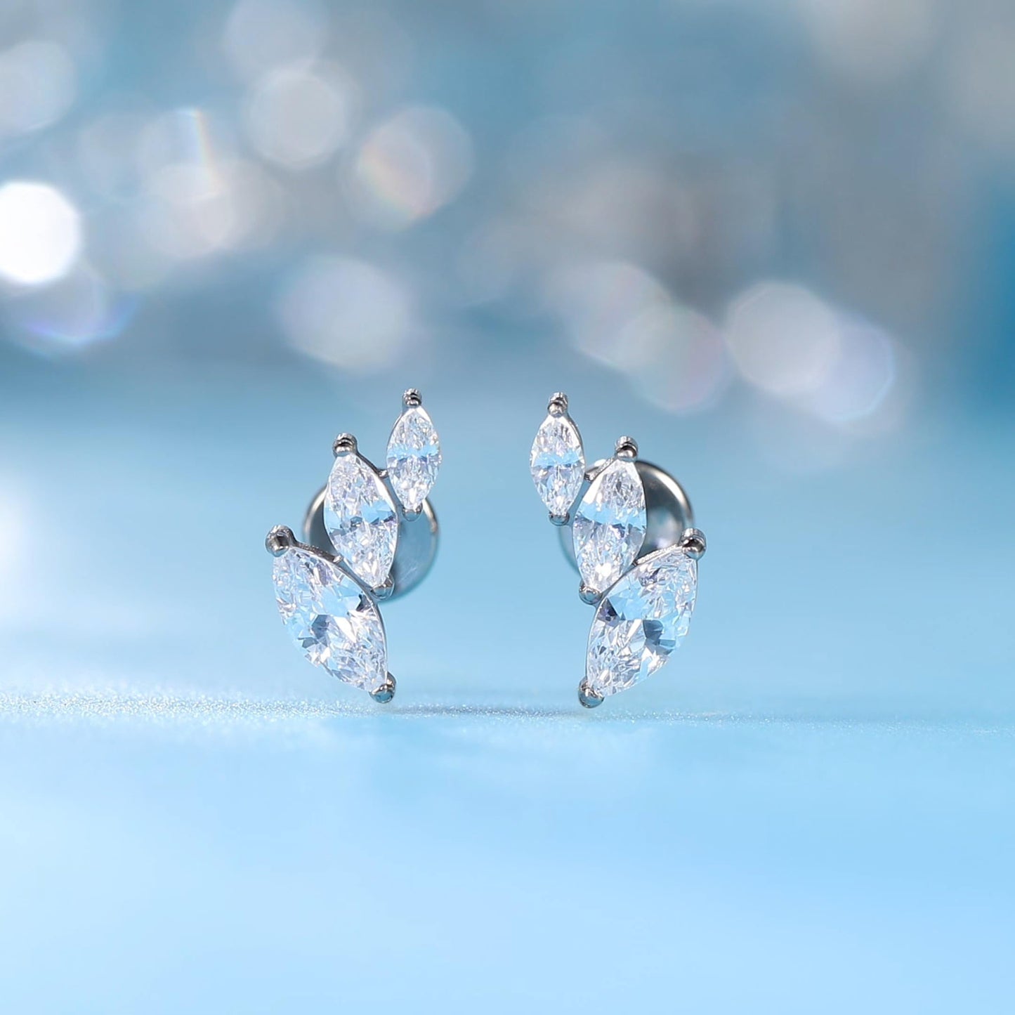 limerencia ASTM F136 Threadless Push in Titanium Earrings,Hypoallergenic Flat Back Cubic Zirconia G23 18G 6mm 8mm Body Piercing Studs for Cartilage Helix Tragus Conch(a pair)