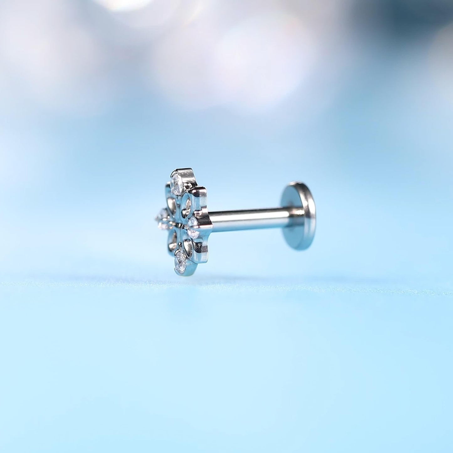 limerencia Hypoallergenic Titanium ASTM F136-18G 6mm 8mm 10mm Flat Back Internal Thread Stud Earring Piercing Jewelry for Tragus Helix Conch Cartilage Nose Lip(1pc)