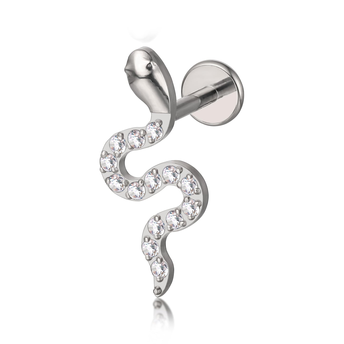 limerencia F136 Titanium Hypoallergenic Piercing Jewelry 18G 6mm 8mm 10mm Flat Back Internally Threaded Implant Grade Climber Stud Crawler Earrings For Cartilage,Tragus,Helix,Conch,Nose,Lip(1pc)