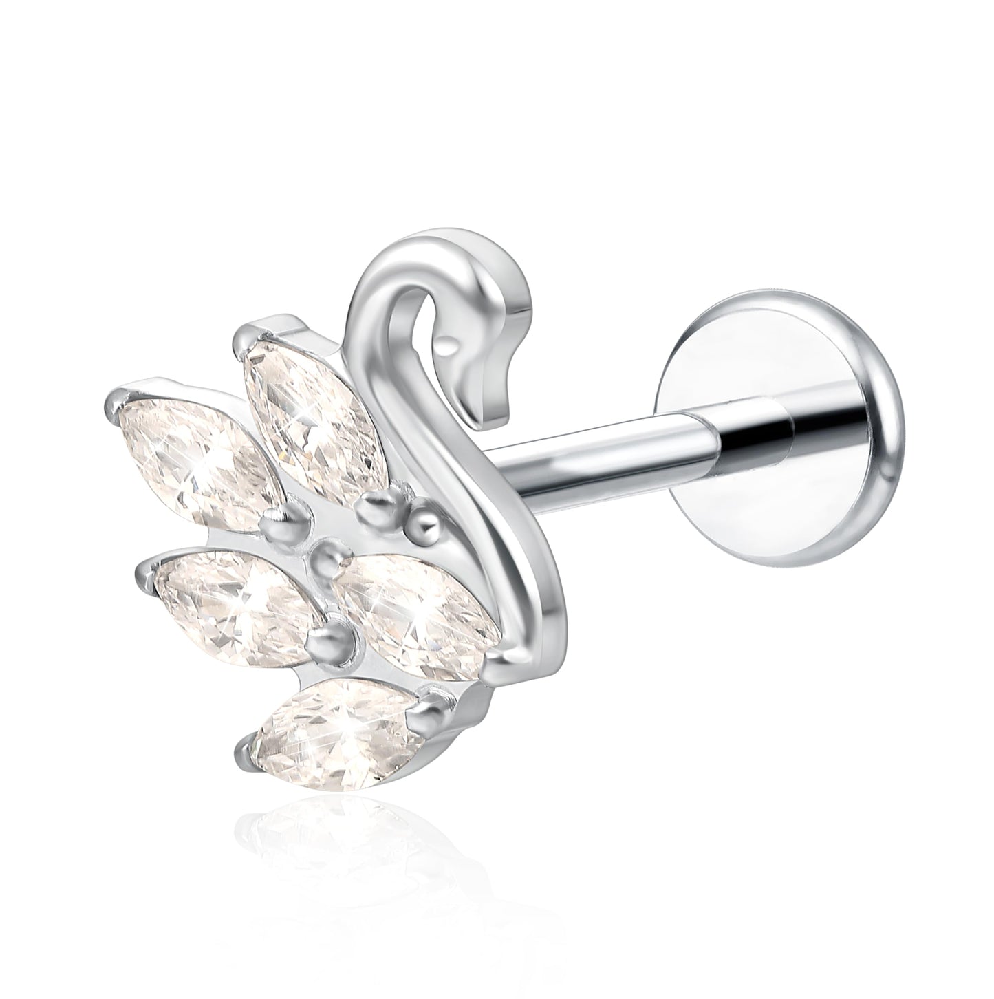 limerencia Hypoallergenic Titanium ASTM F136-18G 6mm 8mm 10mm Flat Back Internal Thread Stud Earring Piercing Jewelry for Tragus Helix Conch Cartilage Nose Lip(1pc)
