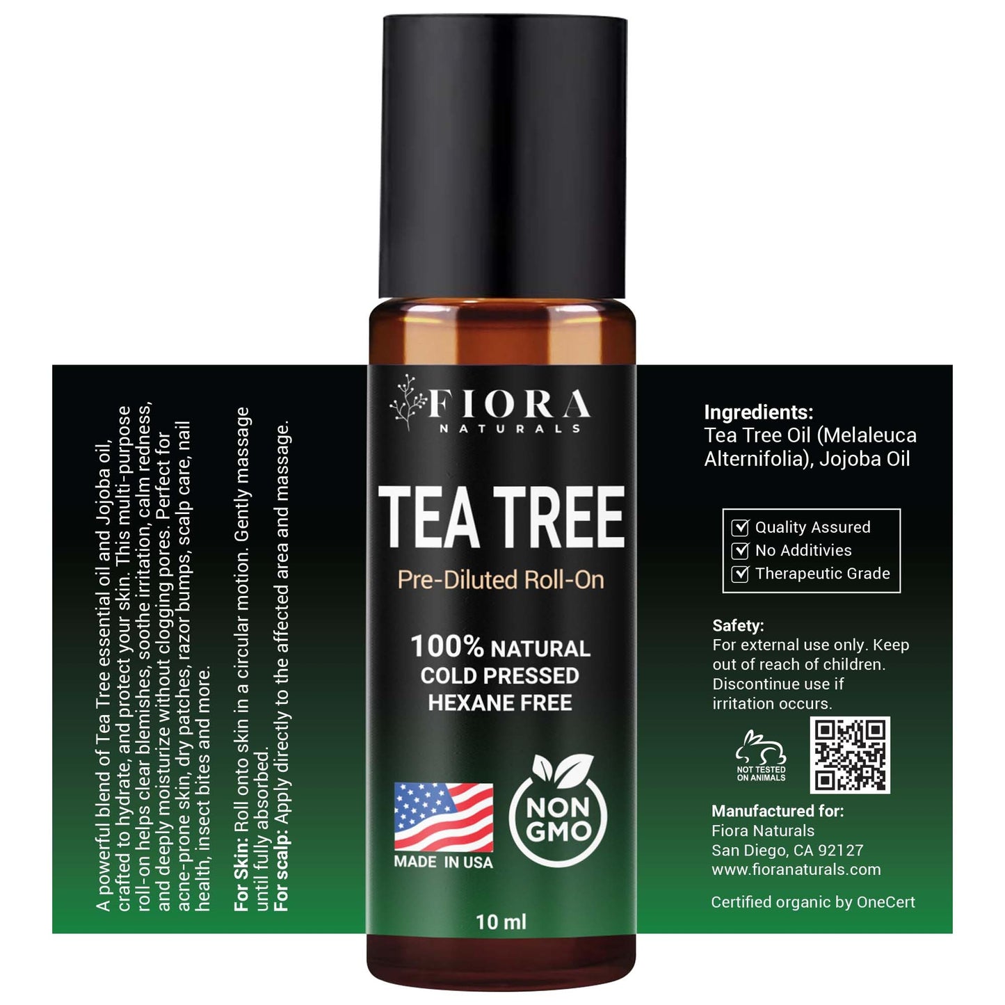 Tea Tree Oil – 100% Pure Organic Tea Tree Essential Oil for Skin, Face, Hair, Scalp, Nails, and Toenail – Therapeutic Grade Tree Tea Oil for Acne & Hair Growth – 1 fl oz - by Fiora Naturals