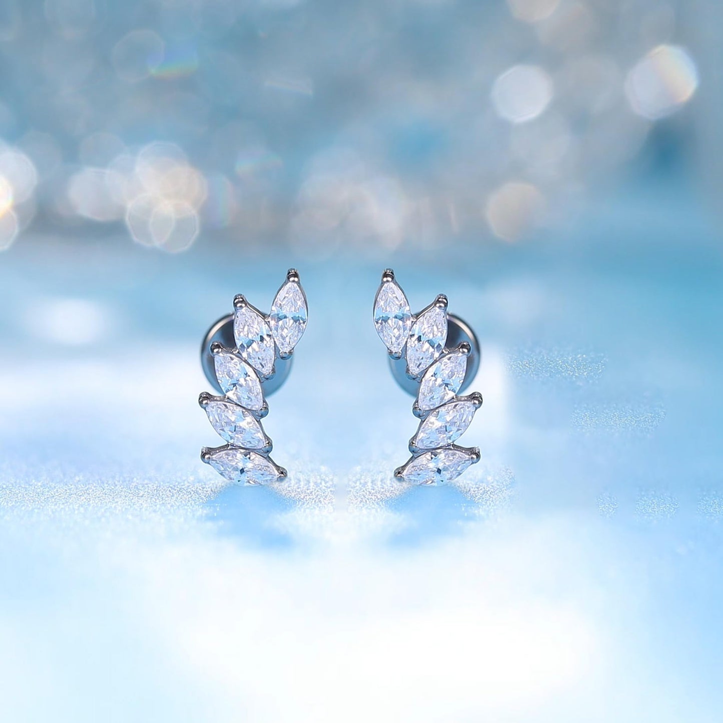 limerencia ASTM F136 Threadless Push in Titanium Earrings,Hypoallergenic Flat Back Cubic Zirconia G23 18G 6mm 8mm Body Piercing Studs for Cartilage Helix Tragus Conch(a pair)