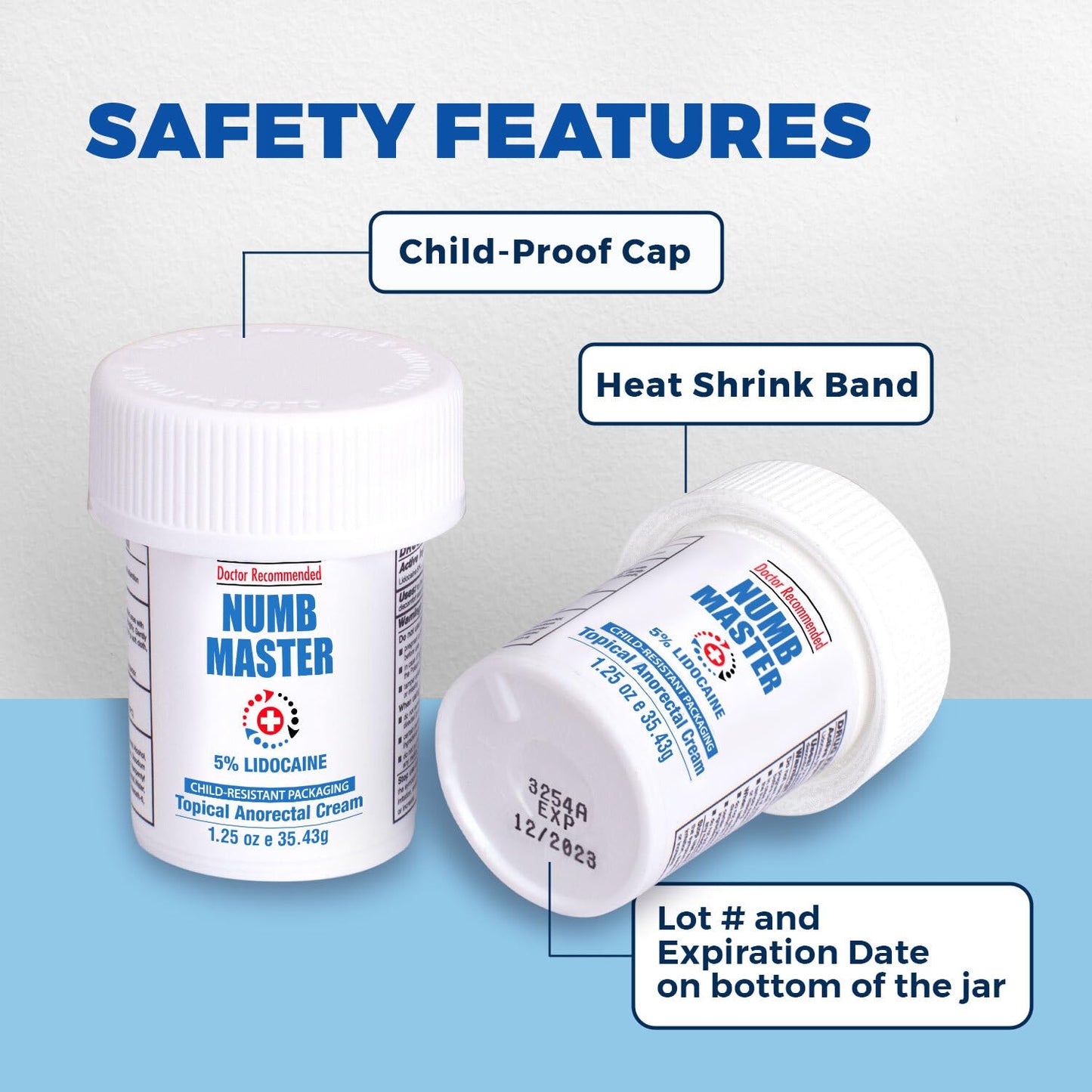 Clinical Resolution Numb Master 5% Lidocaine Topical Numbing Cream, 2 Pack of 1.25 Oz, Pain Relief Burn Itch Numb, Maximum Strength Topical Anesthetic with Allantoin, Vitamin E, Hemorrhoid Treatment