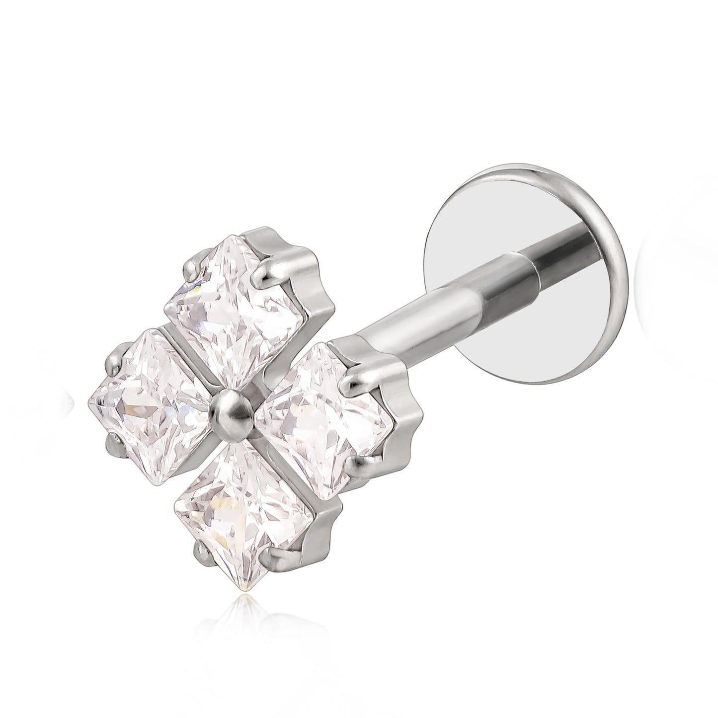 limerencia F136 Titanium Hypoallergenic Piercing Jewelry 18G 6mm 8mm 10mm Flat Back Internally Threaded Implant Grade Climber Stud Crawler Earrings For Cartilage,Tragus,Helix,Conch,Nose,Lip(1pc)