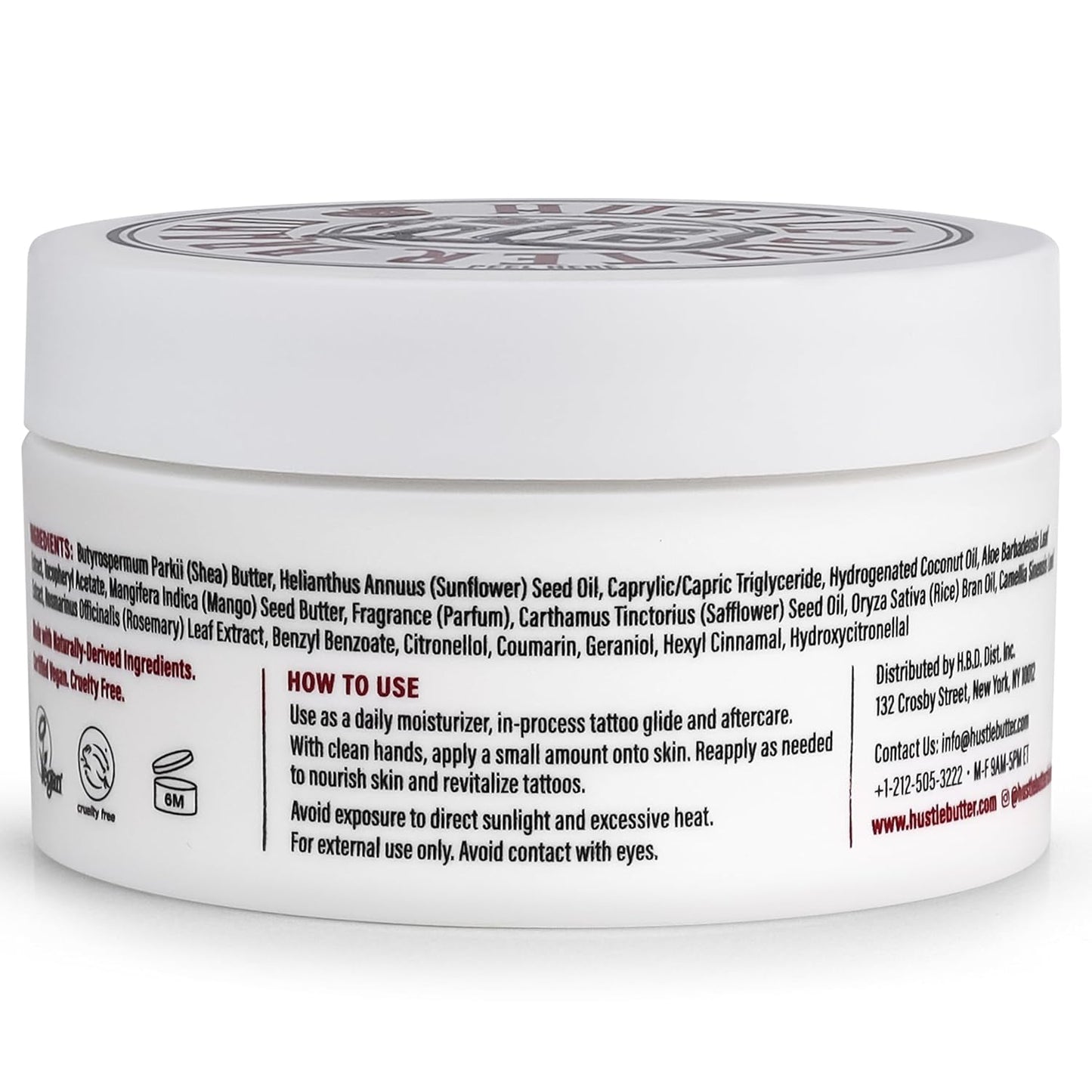 Hustle Butter Tattoo Aftercare 5oz Tattoo Balm, Heals + Protects New Tattoos and Rejuvenates Older Tattoos - 100% Vegan Cream No-Petroleum
