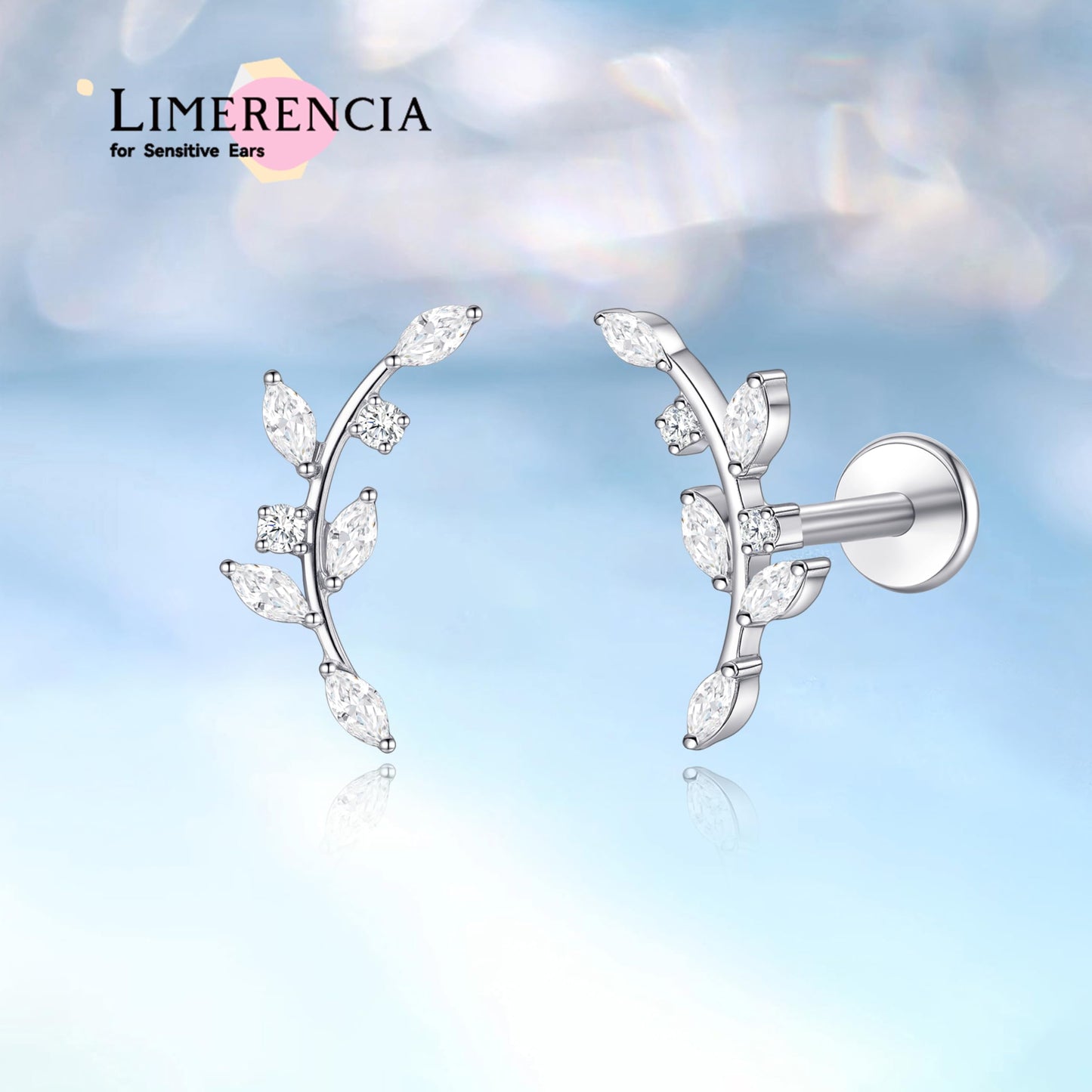 limerencia ASTM F136 Threadless Push in Titanium Earrings,Hypoallergenic Flat Back Cubic Zirconia G23 18G 6mm 8mm Body Piercing Studs for Cartilage Helix Tragus Conch(a pair)