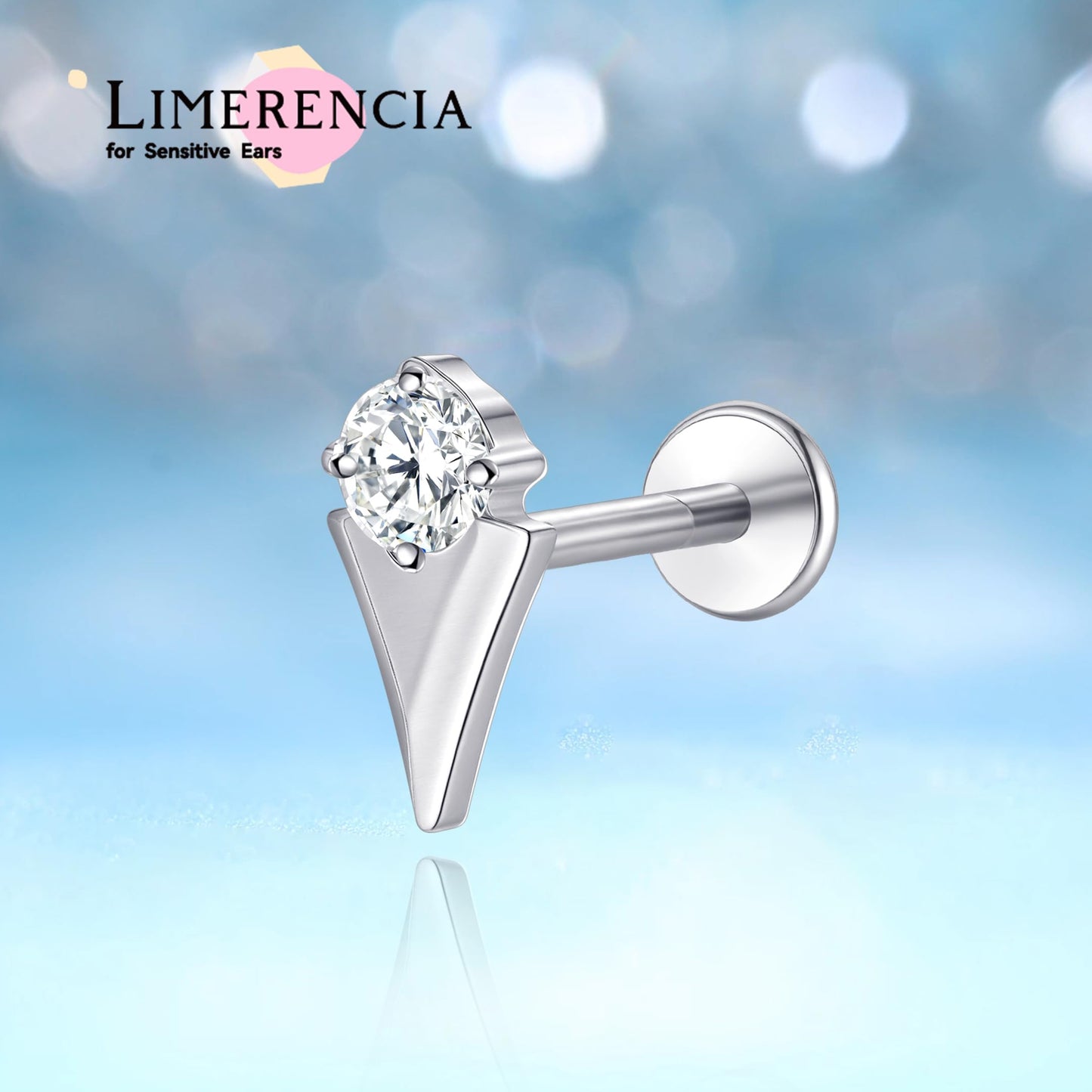 limerencia F136 Titanium Hypoallergenic Piercing Jewelry 18G 6mm 8mm 10mm Flat Back Internally Threaded Implant Grade Climber Stud Crawler Earrings For Cartilage,Tragus,Helix,Conch,Nose,Lip(1pc)