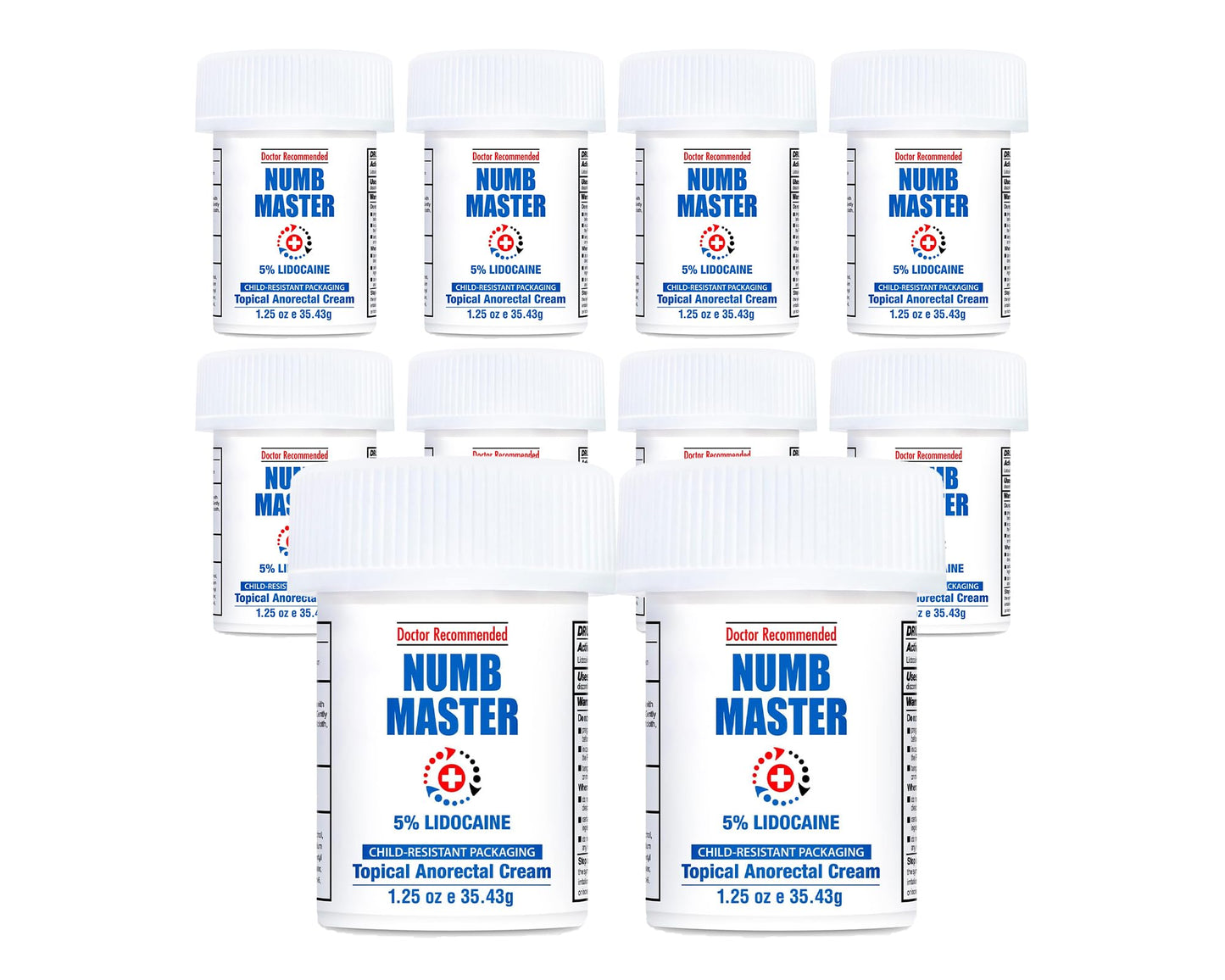 Clinical Resolution Numb Master 5% Lidocaine Topical Numbing Cream, 2 Pack of 1.25 Oz, Pain Relief Burn Itch Numb, Maximum Strength Topical Anesthetic with Allantoin, Vitamin E, Hemorrhoid Treatment