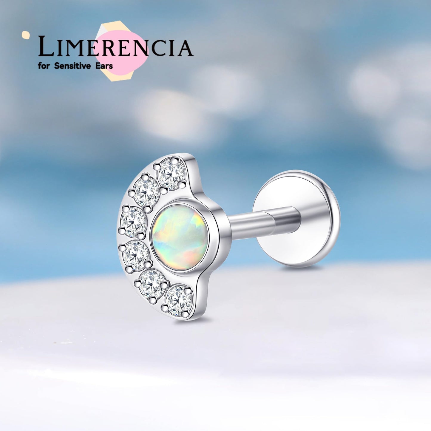 limerencia Hypoallergenic Titanium ASTM F136-18G 6mm 8mm 10mm Flat Back Internal Thread Stud Earring Piercing Jewelry for Tragus Helix Conch Cartilage Nose Lip(1pc)