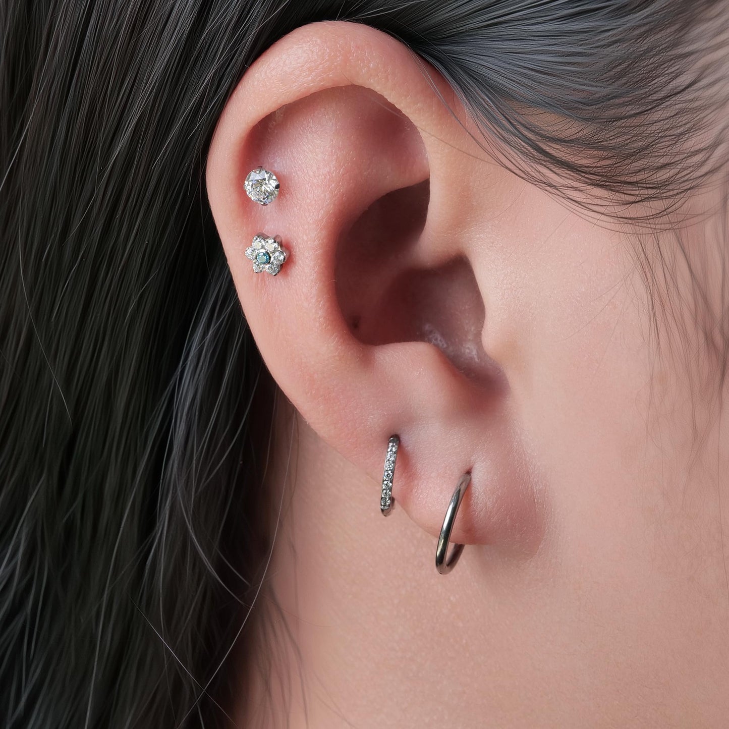 limerencia Hypoallergenic Titanium ASTM F136-18G 6mm 8mm 10mm Flat Back Internal Thread Stud Earring Piercing Jewelry for Tragus Helix Conch Cartilage Nose Lip(1pc)