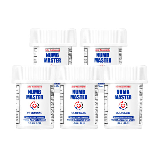 Clinical Resolution Numb Master 5% Lidocaine Topical Numbing Cream, 2 Pack of 1.25 Oz, Pain Relief Burn Itch Numb, Maximum Strength Topical Anesthetic with Allantoin, Vitamin E, Hemorrhoid Treatment