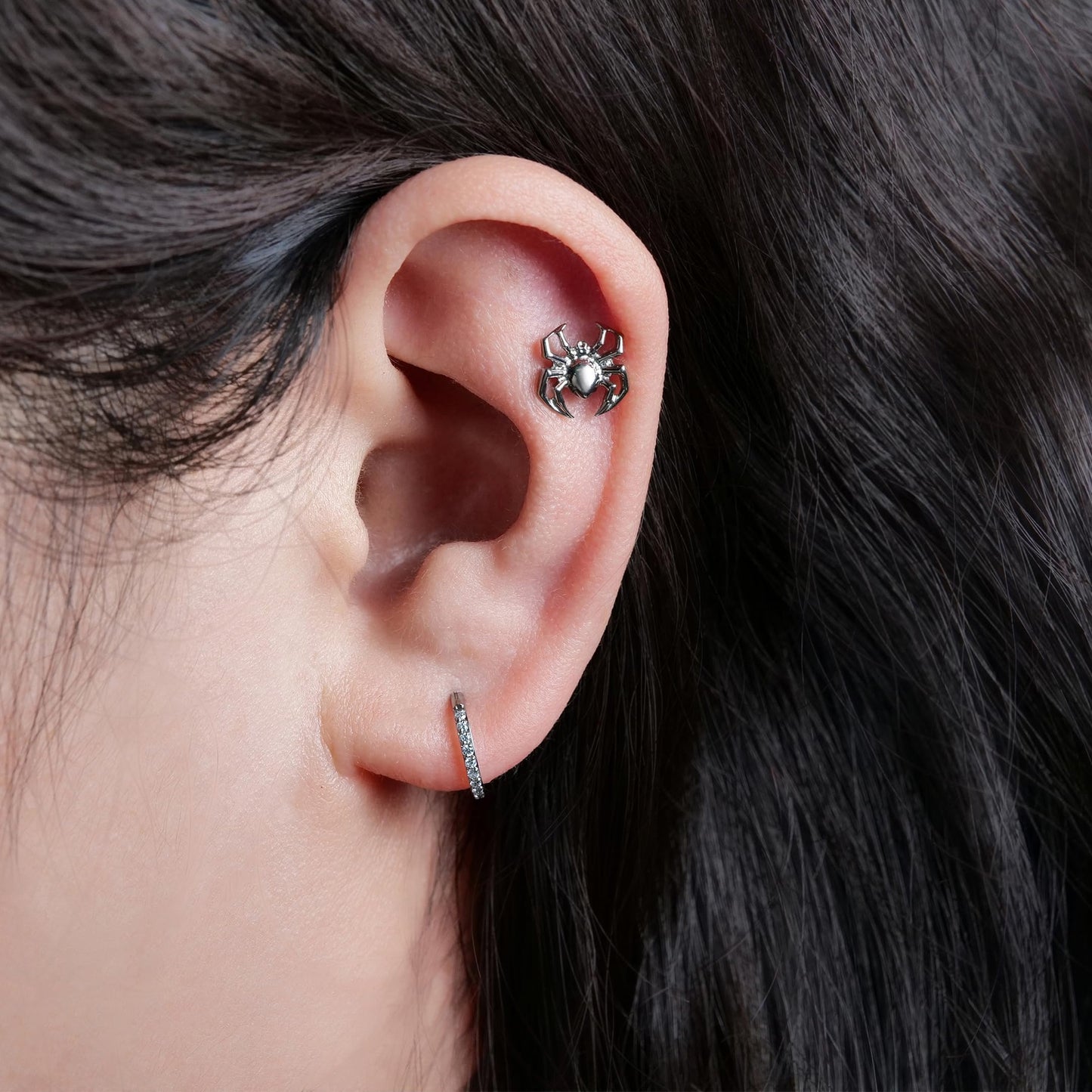 limerencia F136 Titanium Hypoallergenic Piercing Jewelry 18G 6mm 8mm 10mm Flat Back Internally Threaded Implant Grade Climber Stud Crawler Earrings For Cartilage,Tragus,Helix,Conch,Nose,Lip(1pc)