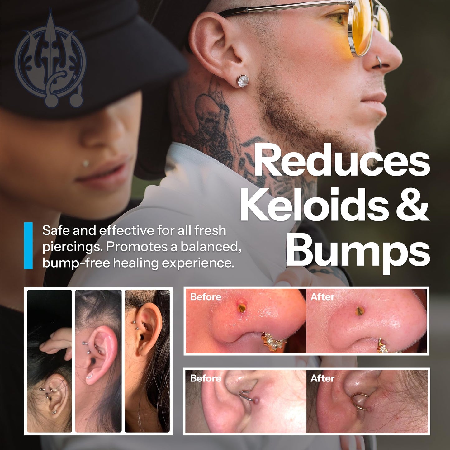 H2Ocean Piercing Aftercare Spray and Keloid Bump Removal– Sea Salt Spray for Body and Facial Piercings – Ear, Nose, Navel, Oral & Body Piercing Cleaner, Aftercare Solution for New Piercings– 4oz