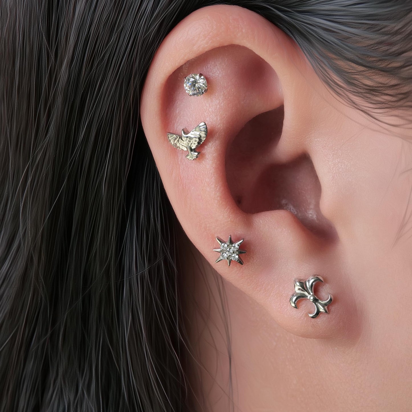 limerencia Hypoallergenic Titanium ASTM F136-18G 6mm 8mm 10mm Flat Back Internal Thread Stud Earring Piercing Jewelry for Tragus Helix Conch Cartilage Nose Lip(1pc)