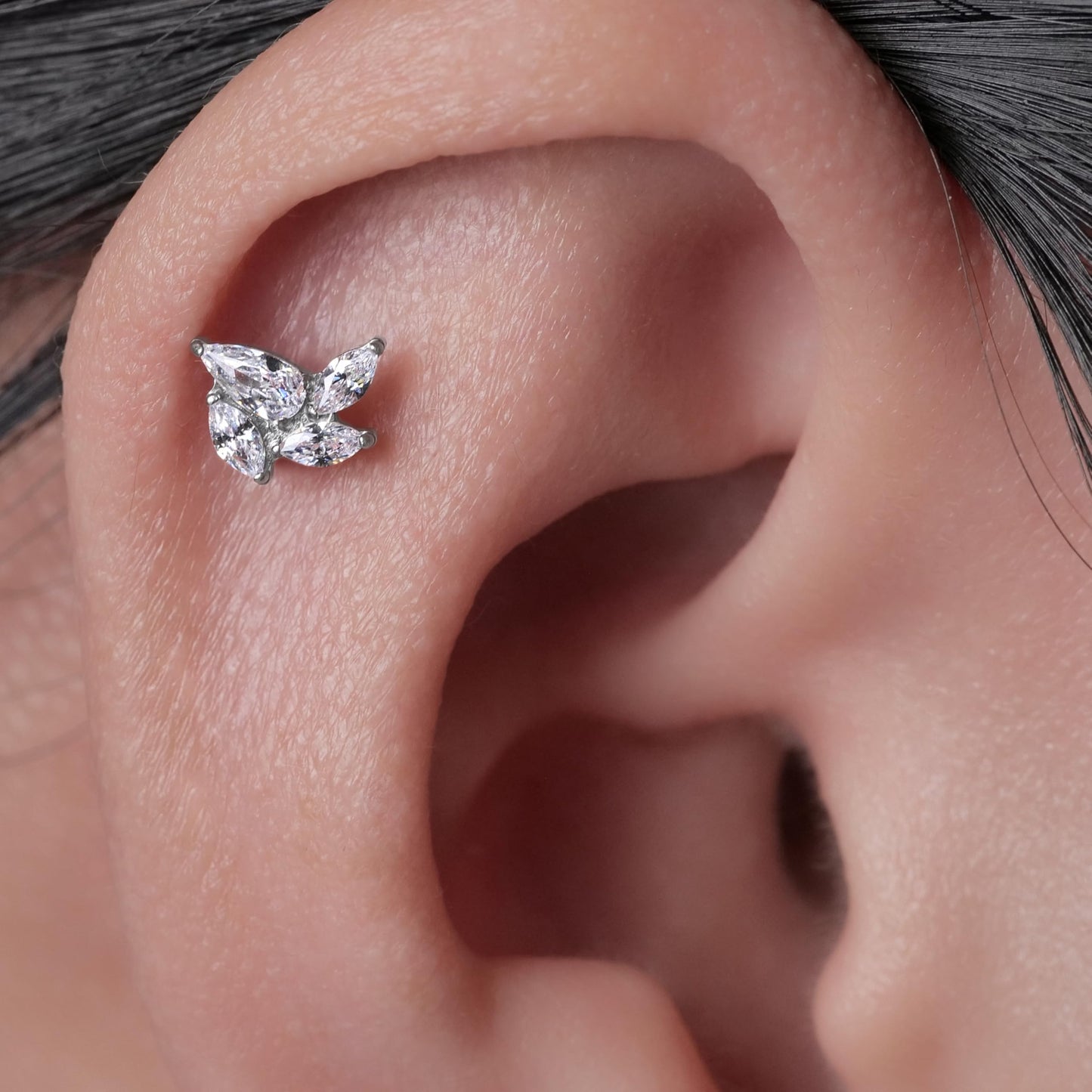 limerencia F136 Titanium Hypoallergenic Piercing Jewelry 18G 6mm 8mm 10mm Flat Back Internally Threaded Implant Grade Climber Stud Crawler Earrings For Cartilage,Tragus,Helix,Conch,Nose,Lip(1pc)