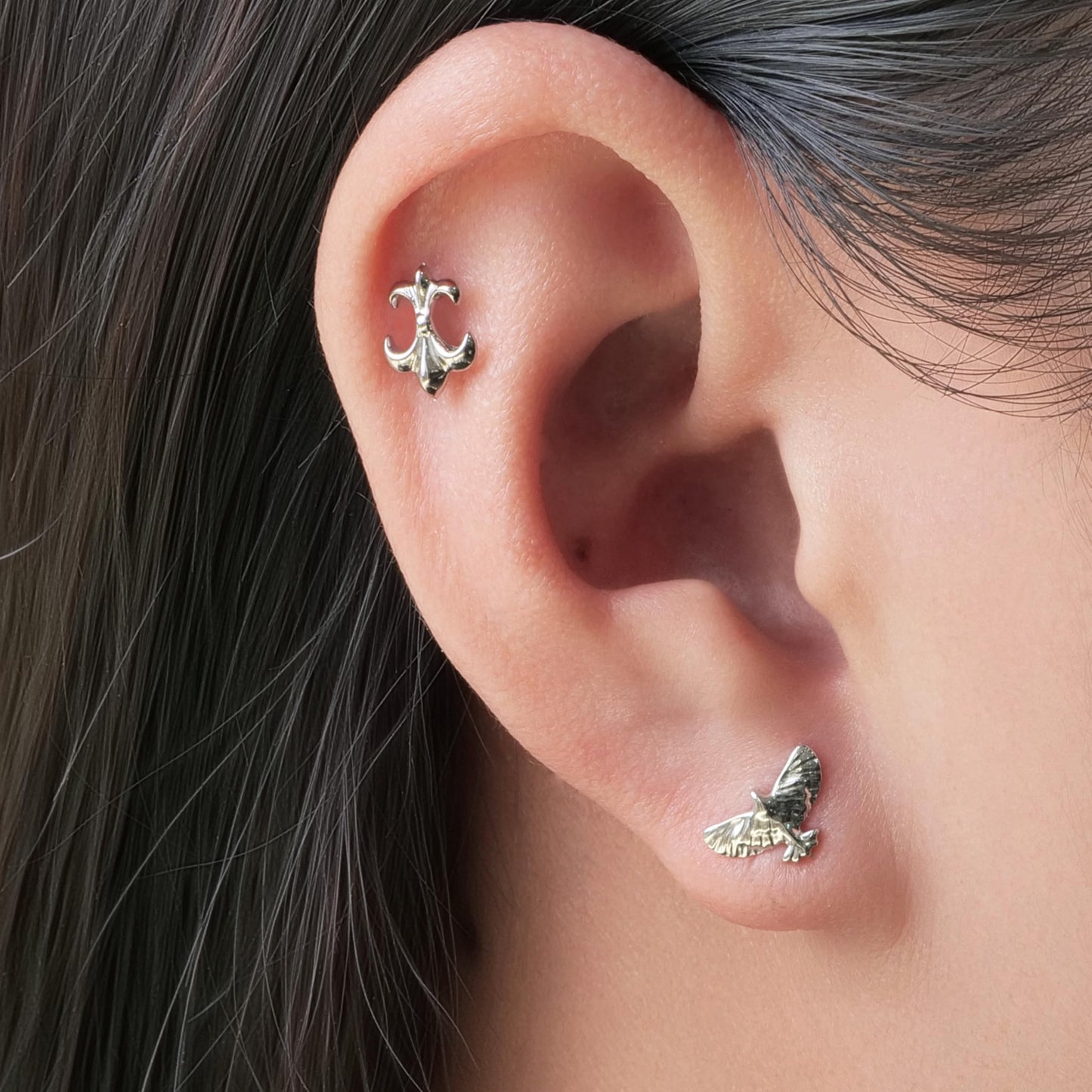 limerencia F136 Titanium Hypoallergenic Piercing Jewelry 18G 6mm 8mm 10mm Flat Back Internally Threaded Implant Grade Climber Stud Crawler Earrings For Cartilage,Tragus,Helix,Conch,Nose,Lip(1pc)