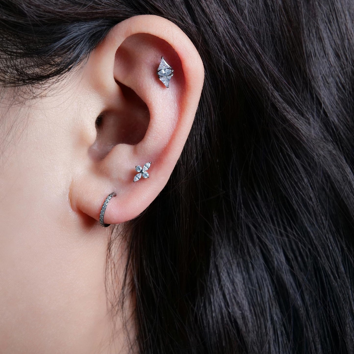 limerencia Hypoallergenic Titanium ASTM F136-18G 6mm 8mm 10mm Flat Back Internal Thread Stud Earring Piercing Jewelry for Tragus Helix Conch Cartilage Nose Lip(1pc)
