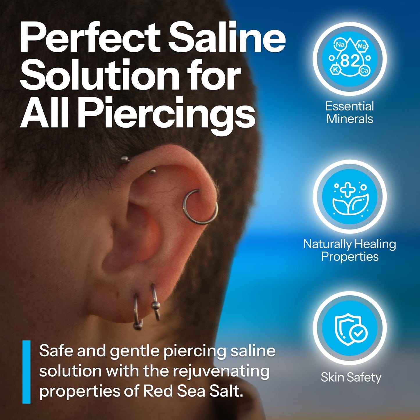 H2Ocean Piercing Aftercare Spray and Keloid Bump Removal– Sea Salt Spray for Body and Facial Piercings – Ear, Nose, Navel, Oral & Body Piercing Cleaner, Aftercare Solution for New Piercings– 4oz