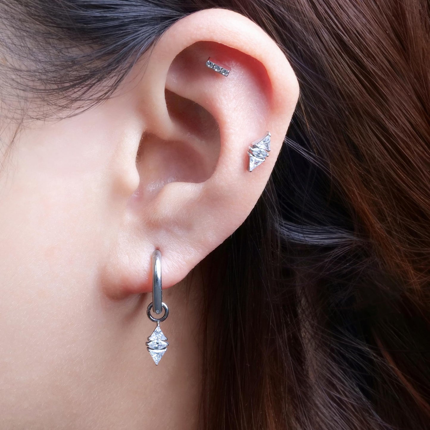 limerencia F136 Titanium Hypoallergenic Piercing Jewelry 18G 6mm 8mm 10mm Flat Back Internally Threaded Implant Grade Climber Stud Crawler Earrings For Cartilage,Tragus,Helix,Conch,Nose,Lip(1pc)