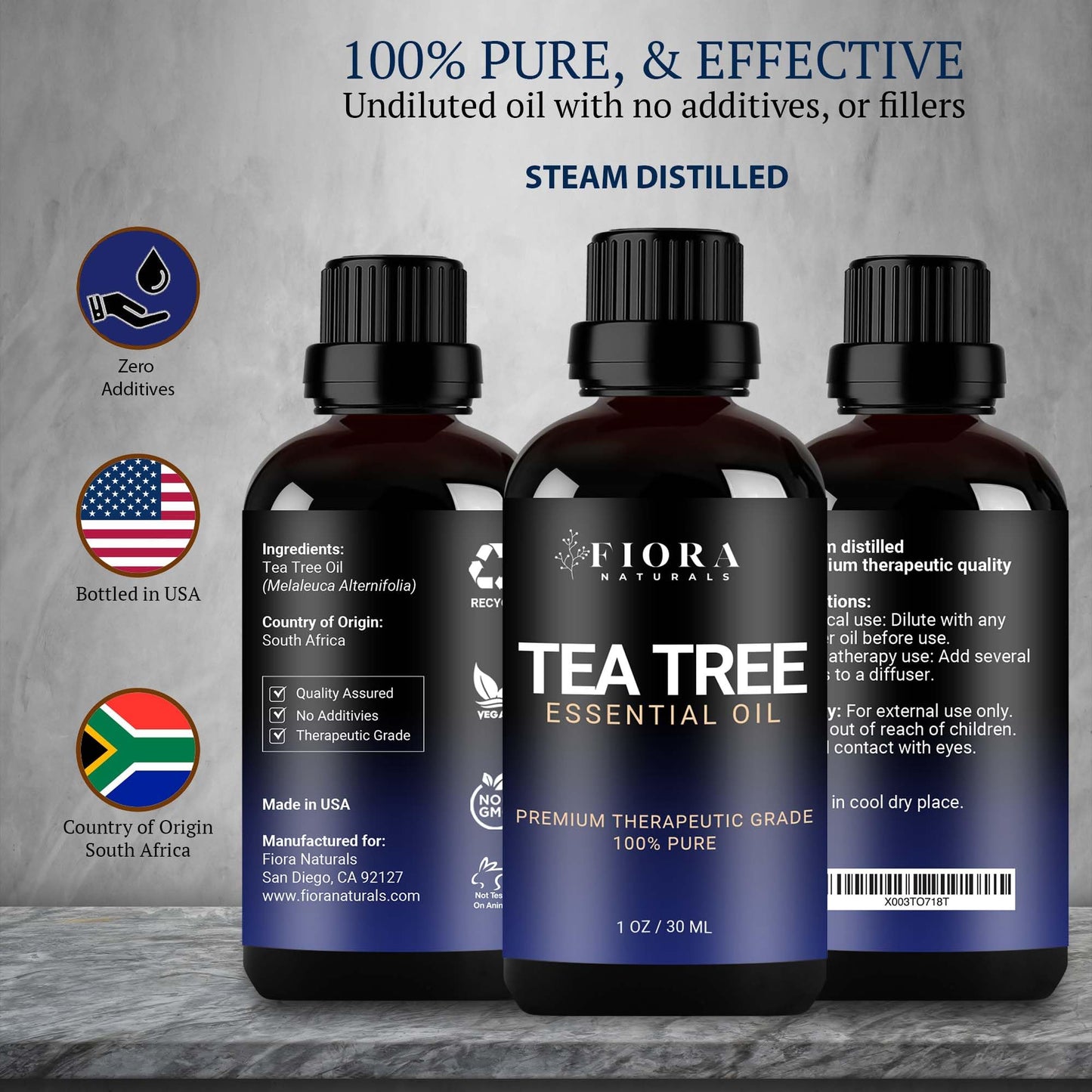 Tea Tree Oil – 100% Pure Organic Tea Tree Essential Oil for Skin, Face, Hair, Scalp, Nails, and Toenail – Therapeutic Grade Tree Tea Oil for Acne & Hair Growth – 1 fl oz - by Fiora Naturals
