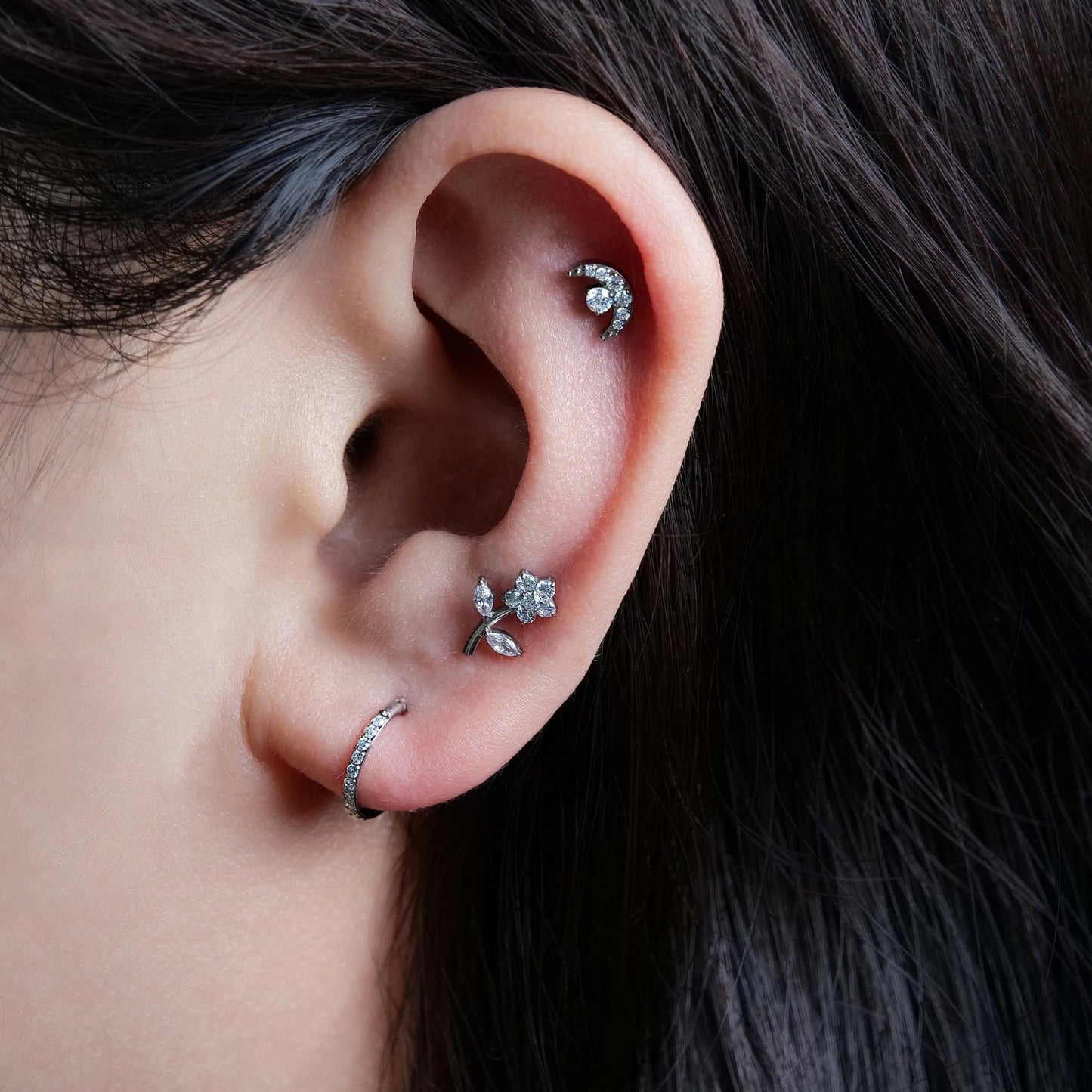 limerencia Hypoallergenic Titanium ASTM F136-18G 6mm 8mm 10mm Flat Back Internal Thread Stud Earring Piercing Jewelry for Tragus Helix Conch Cartilage Nose Lip(1pc)