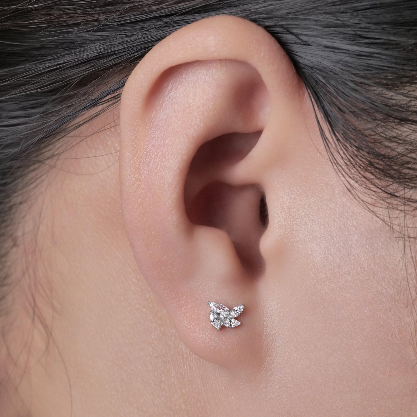 limerencia F136 Titanium Hypoallergenic Piercing Jewelry 18G 6mm 8mm 10mm Flat Back Internally Threaded Implant Grade Climber Stud Crawler Earrings For Cartilage,Tragus,Helix,Conch,Nose,Lip(1pc)