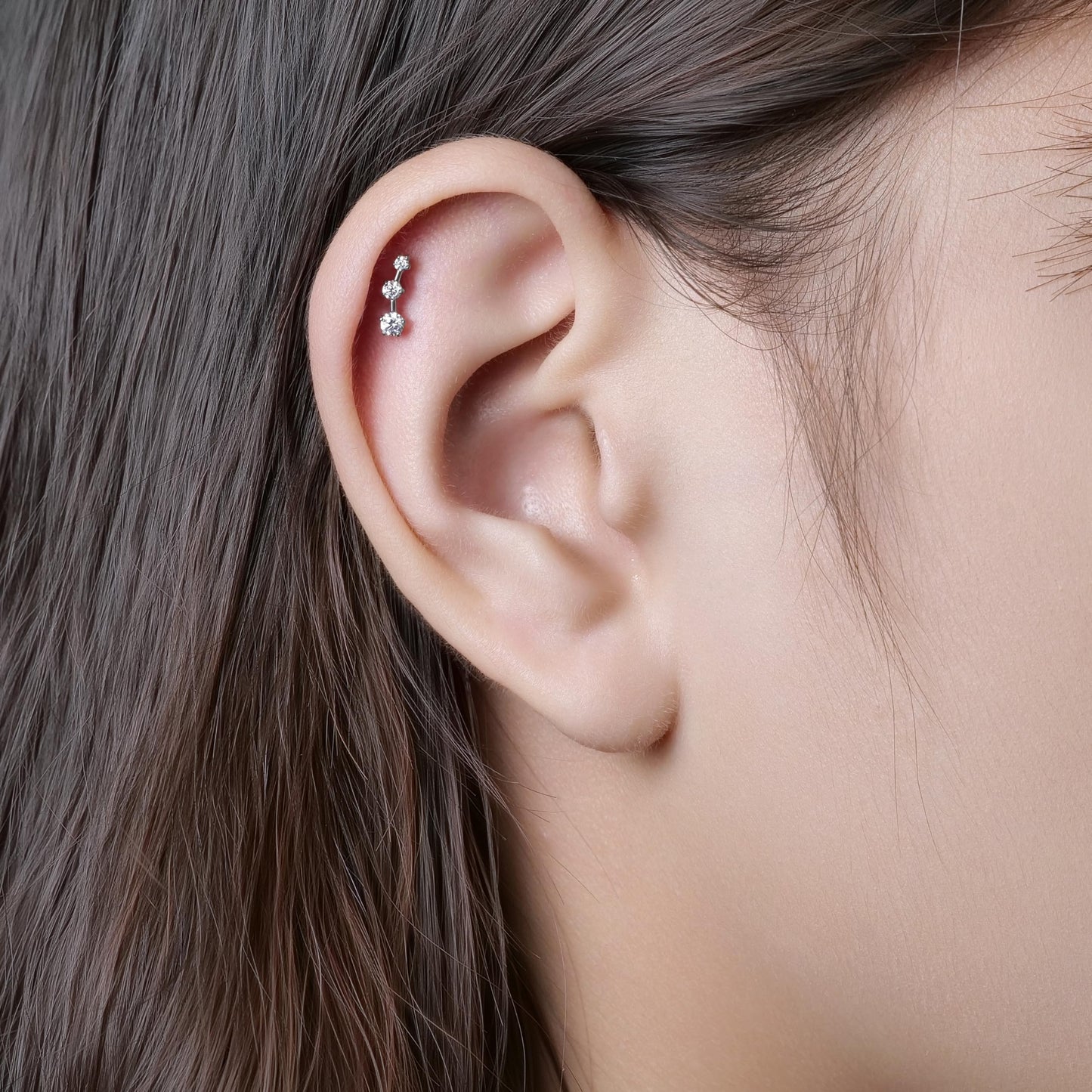 limerencia ASTM F136 Threadless Push in Titanium Earrings,Hypoallergenic Flat Back Cubic Zirconia G23 18G 6mm 8mm Body Piercing Studs for Cartilage Helix Tragus Conch(a pair)