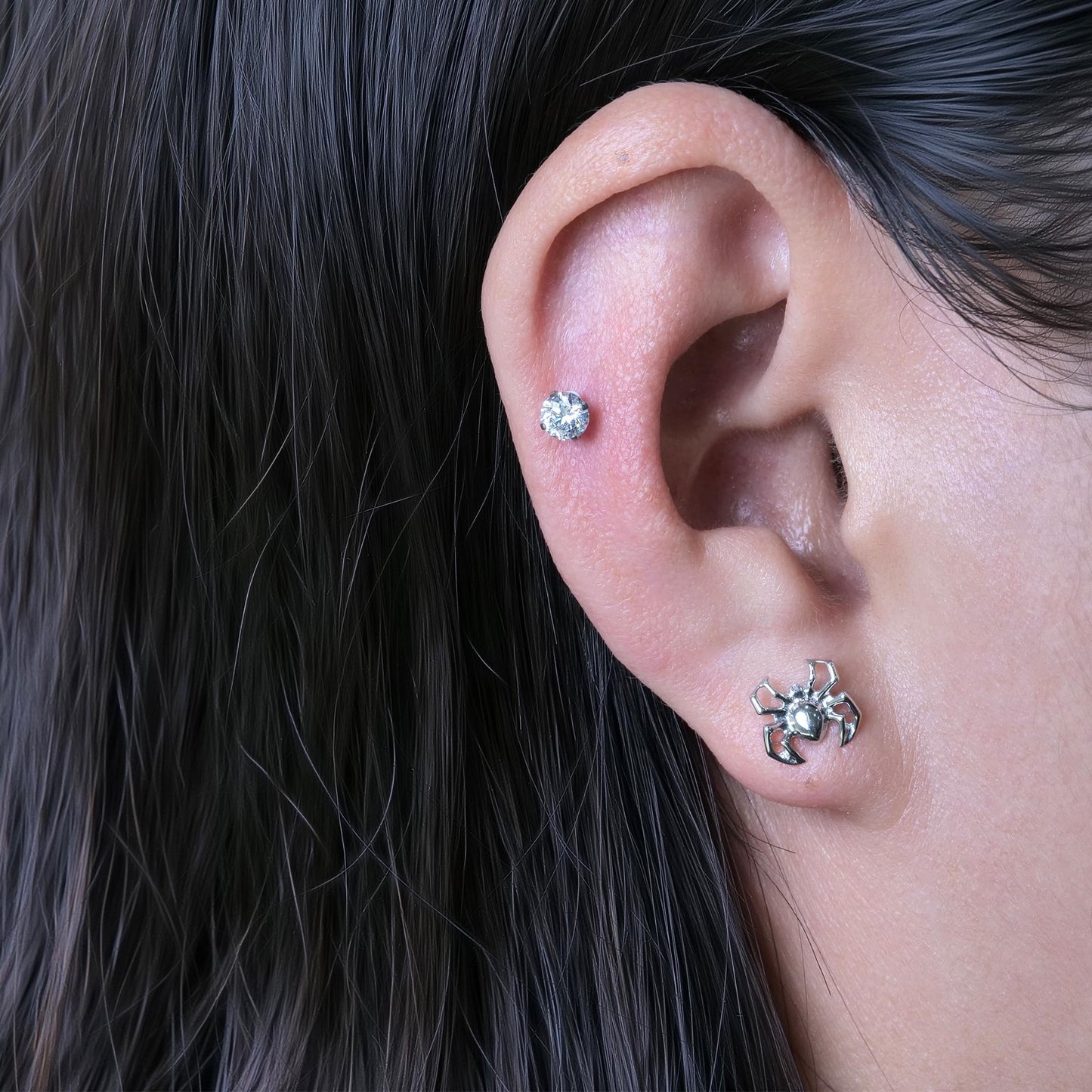 limerencia F136 Titanium Hypoallergenic Piercing Jewelry 18G 6mm 8mm 10mm Flat Back Internally Threaded Implant Grade Climber Stud Crawler Earrings For Cartilage,Tragus,Helix,Conch,Nose,Lip(1pc)