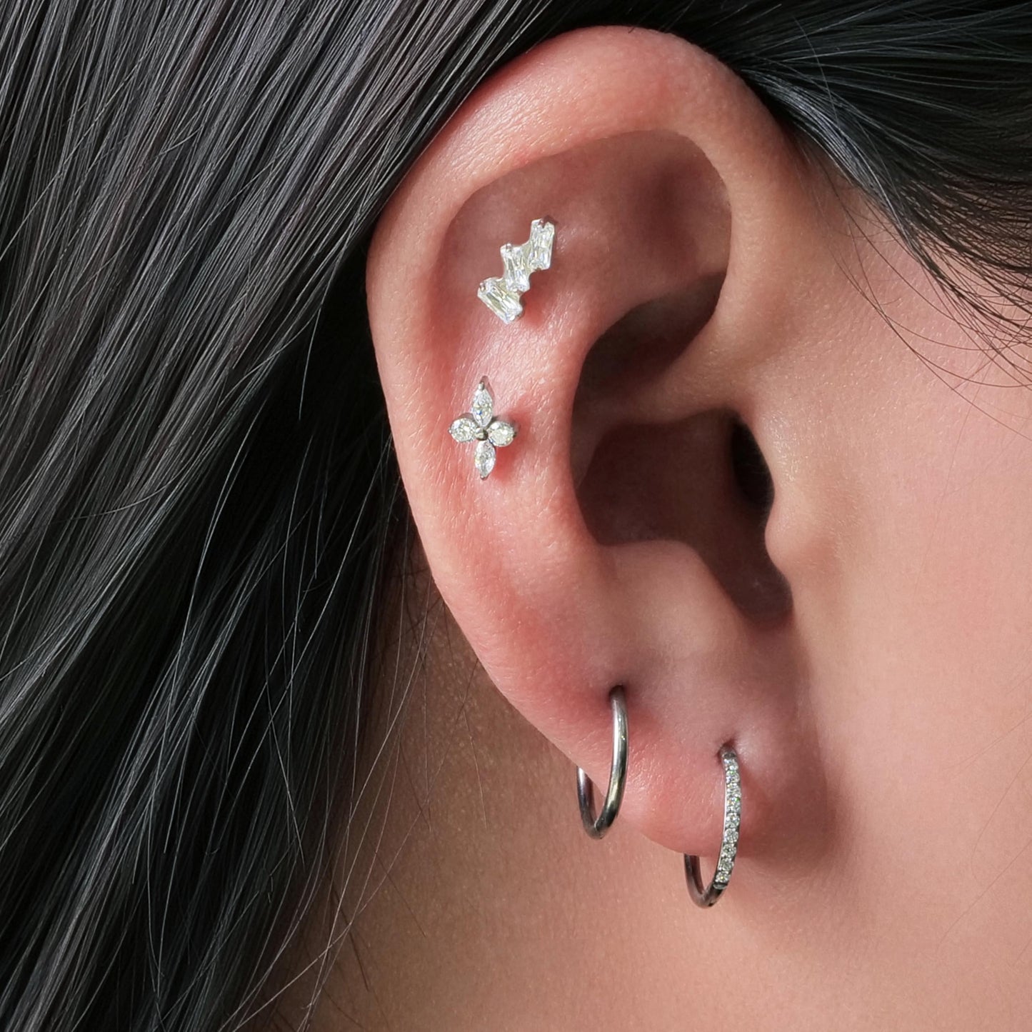 limerencia Hypoallergenic Titanium ASTM F136-18G 6mm 8mm 10mm Flat Back Internal Thread Stud Earring Piercing Jewelry for Tragus Helix Conch Cartilage Nose Lip(1pc)